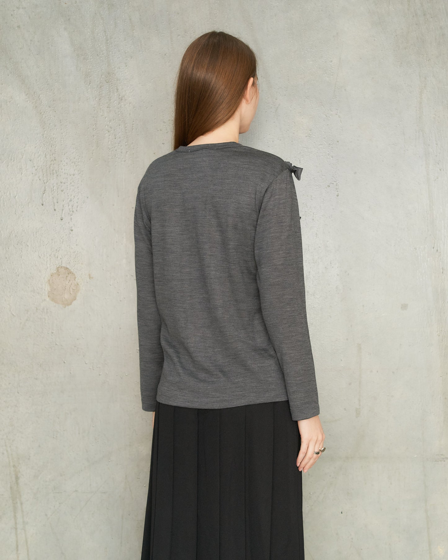 Grey Bow Long Sleeve T-Shirt