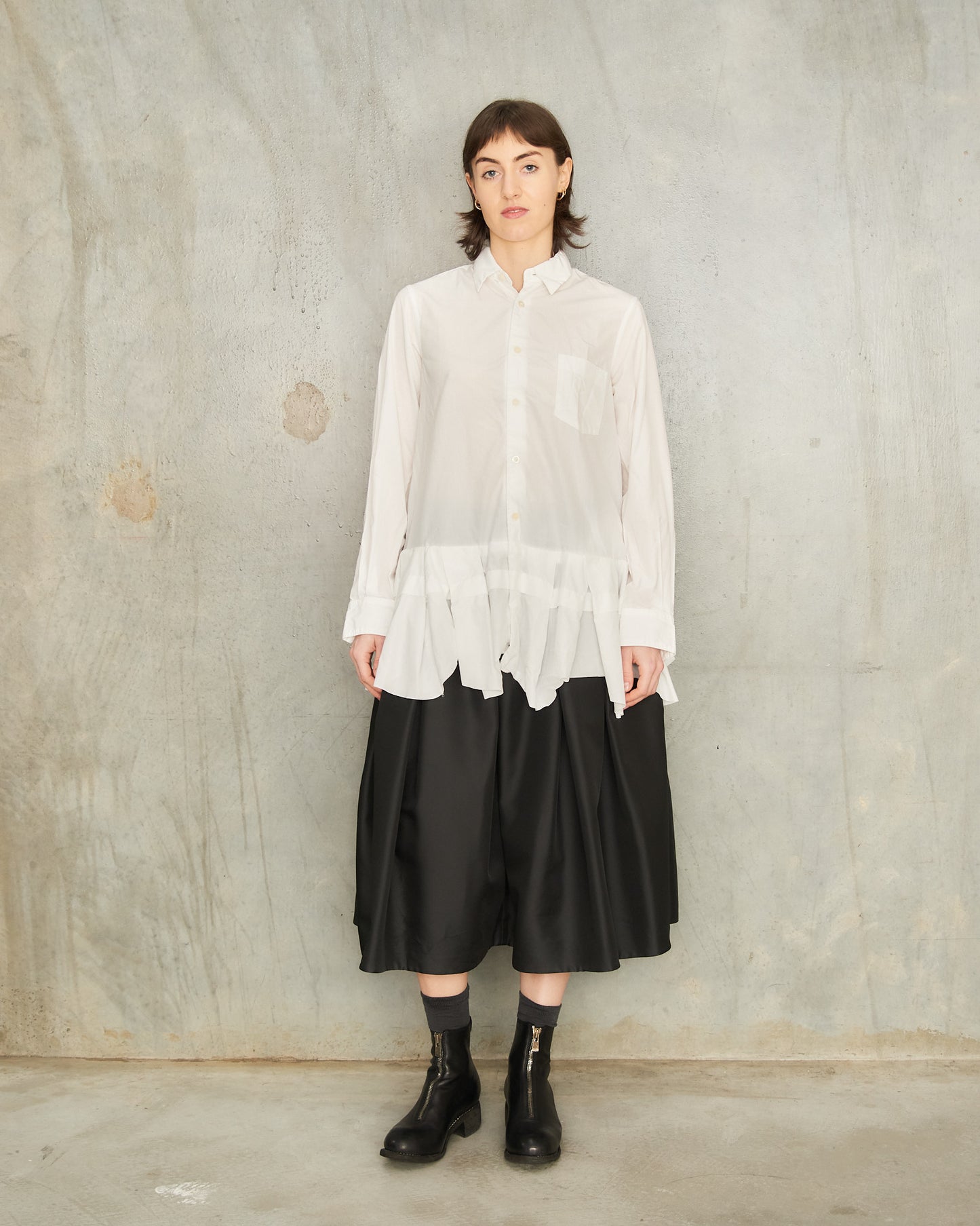White Box Pleat Hem Shirt