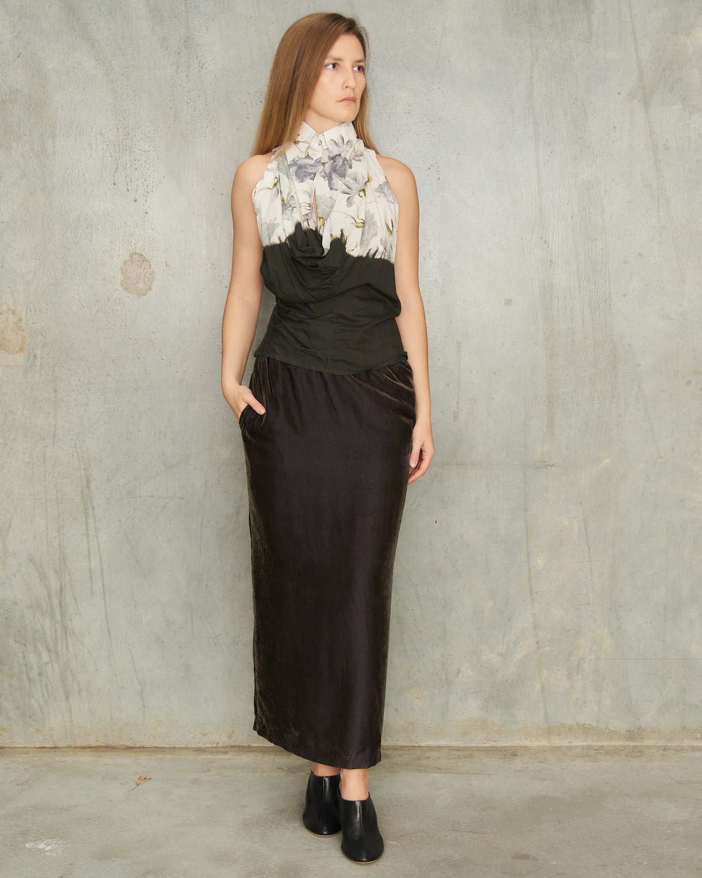 Comme Des Garcons FW1990 Brown Velvet Skirt