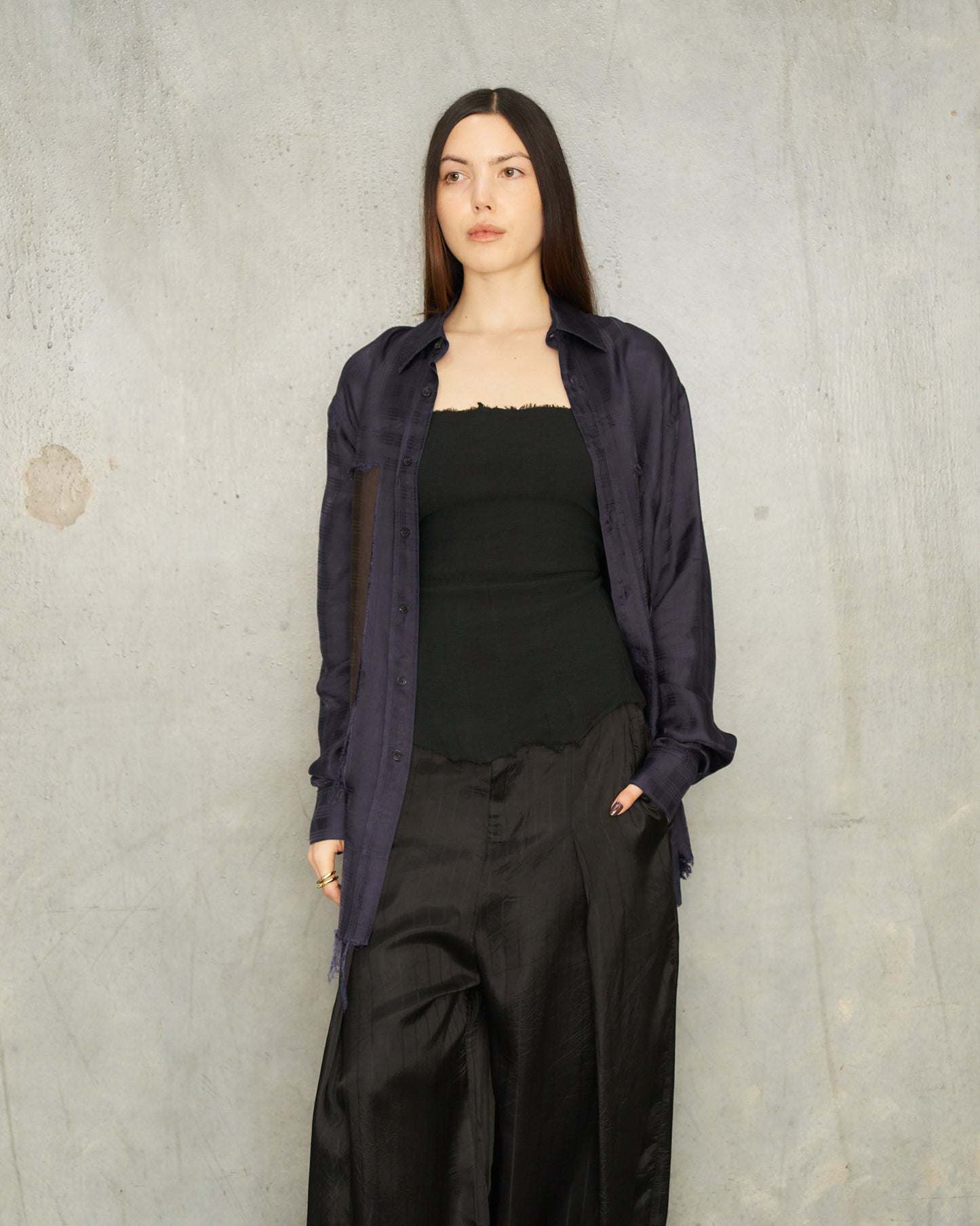 Navy Brown Plaid Window Shirt