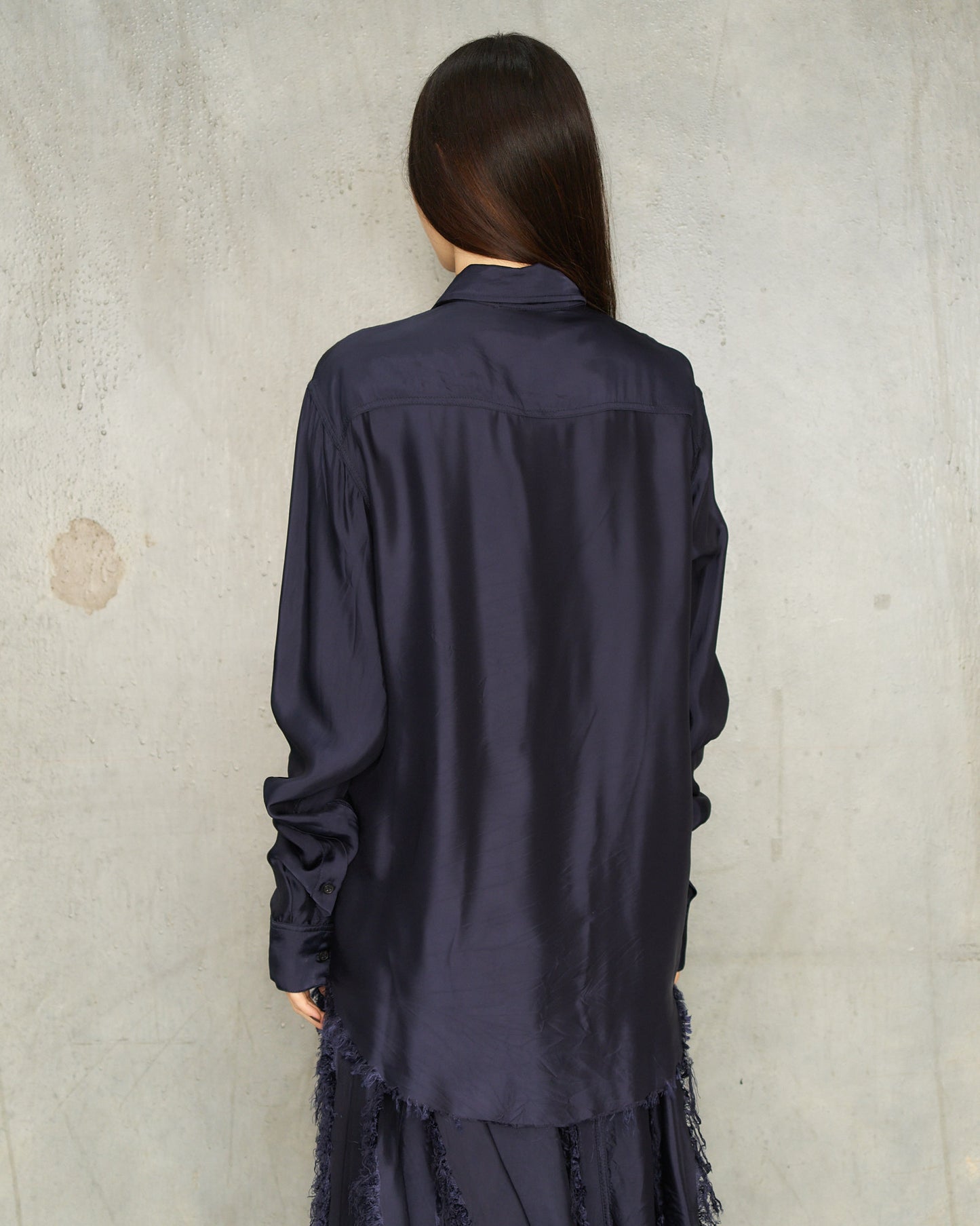 Navy Scratched Twill Shirt