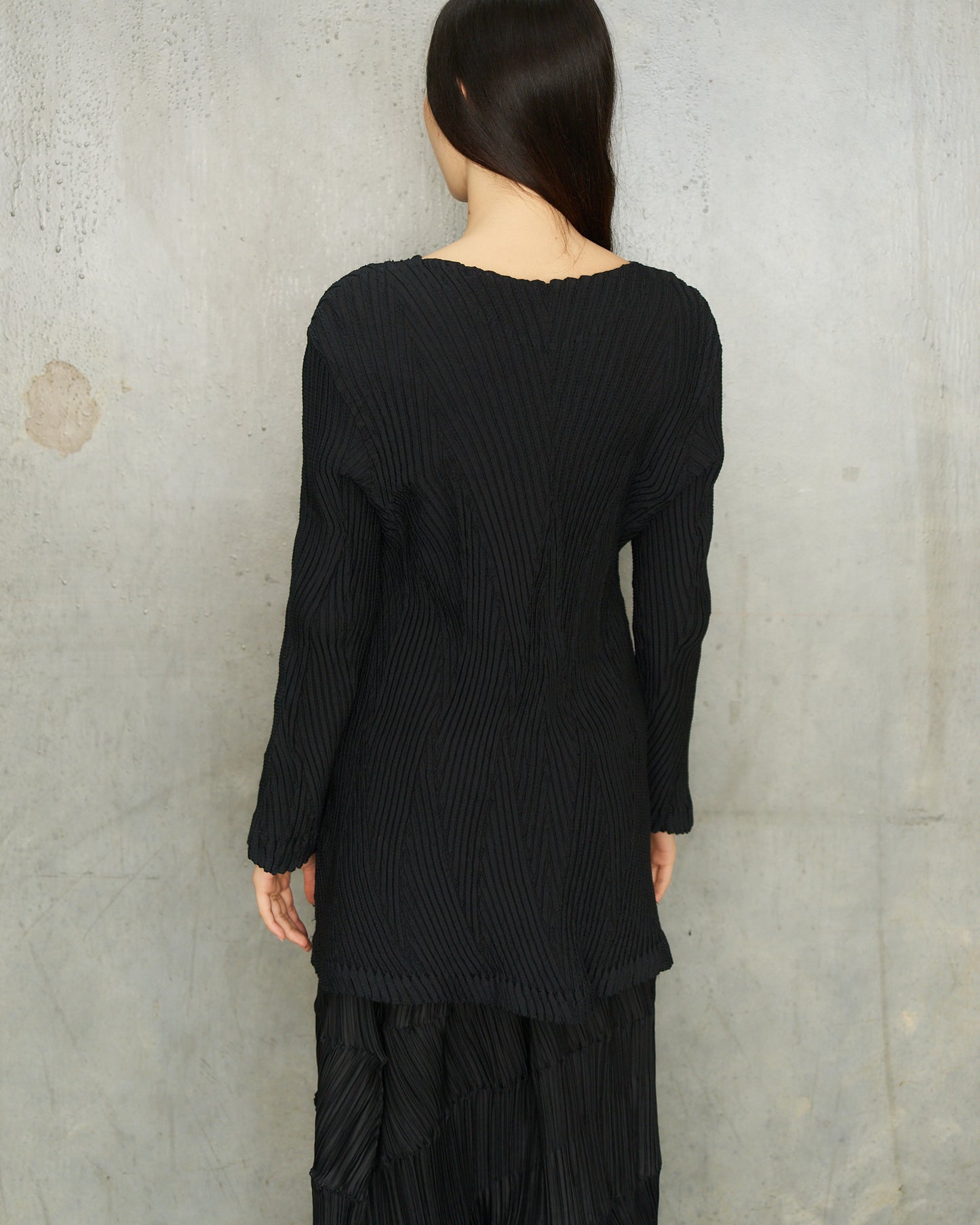 Issey Miyake Black Thick Pleat Tunic