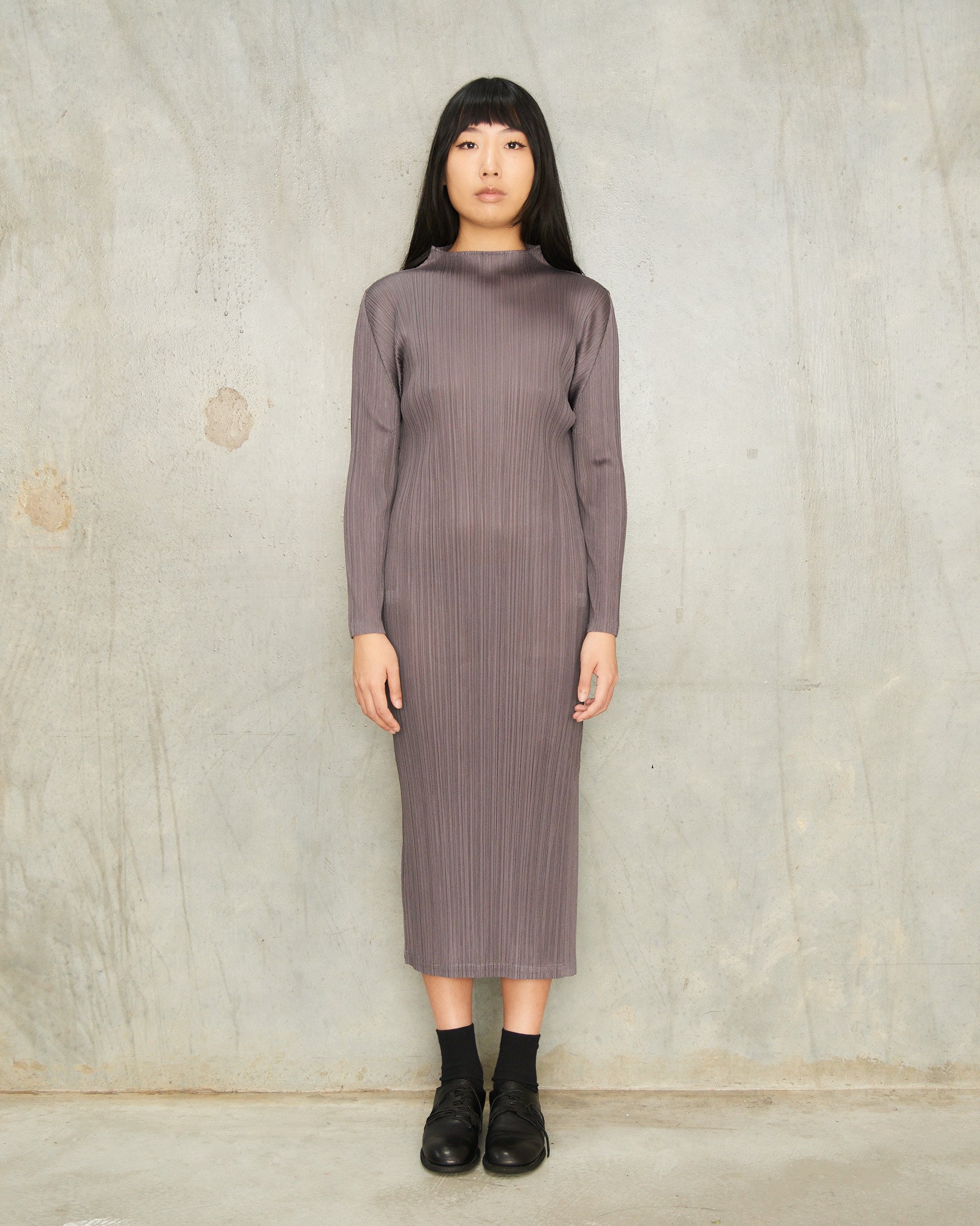 pleats please long sleeve dress Pleats Please Issey Miyake Long-sleeved Pleated Dress in White