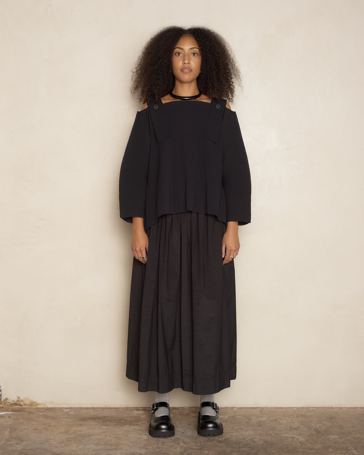 Black Belt Pleat Top