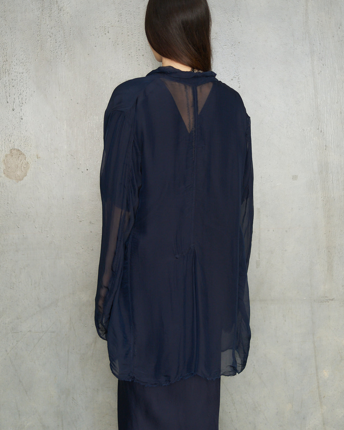 Navy Chiffon Park Jacket