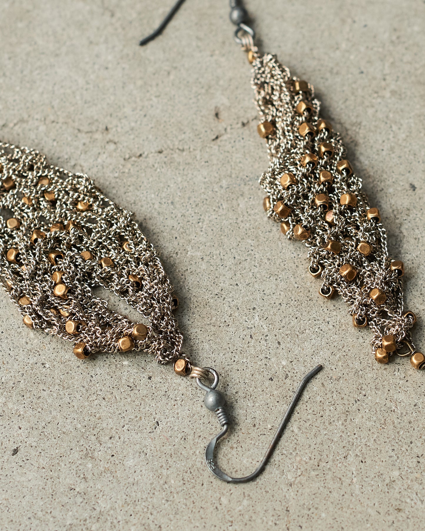 Bronze Bead Knit Earrings