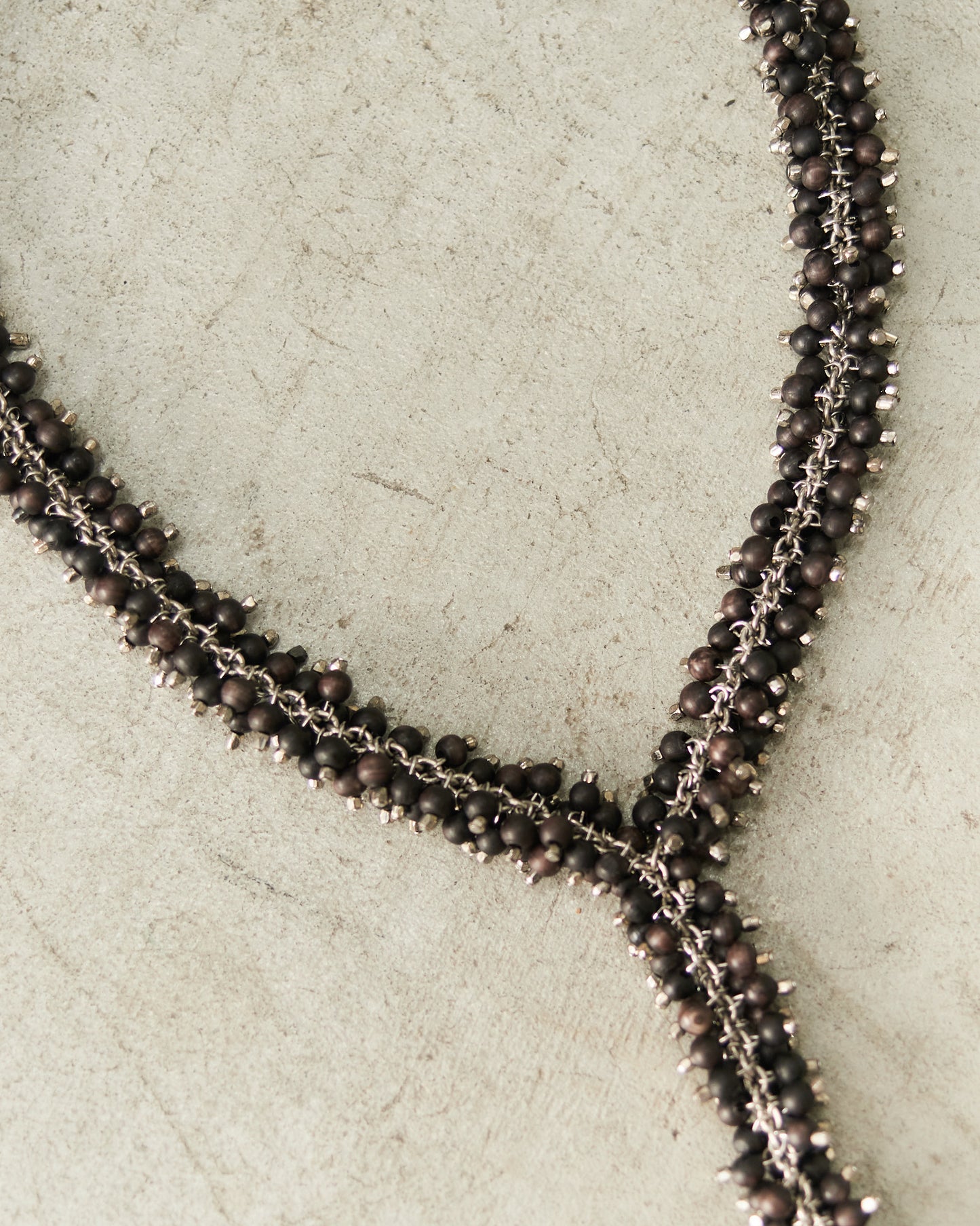 Dark Brown Beaded Lariat