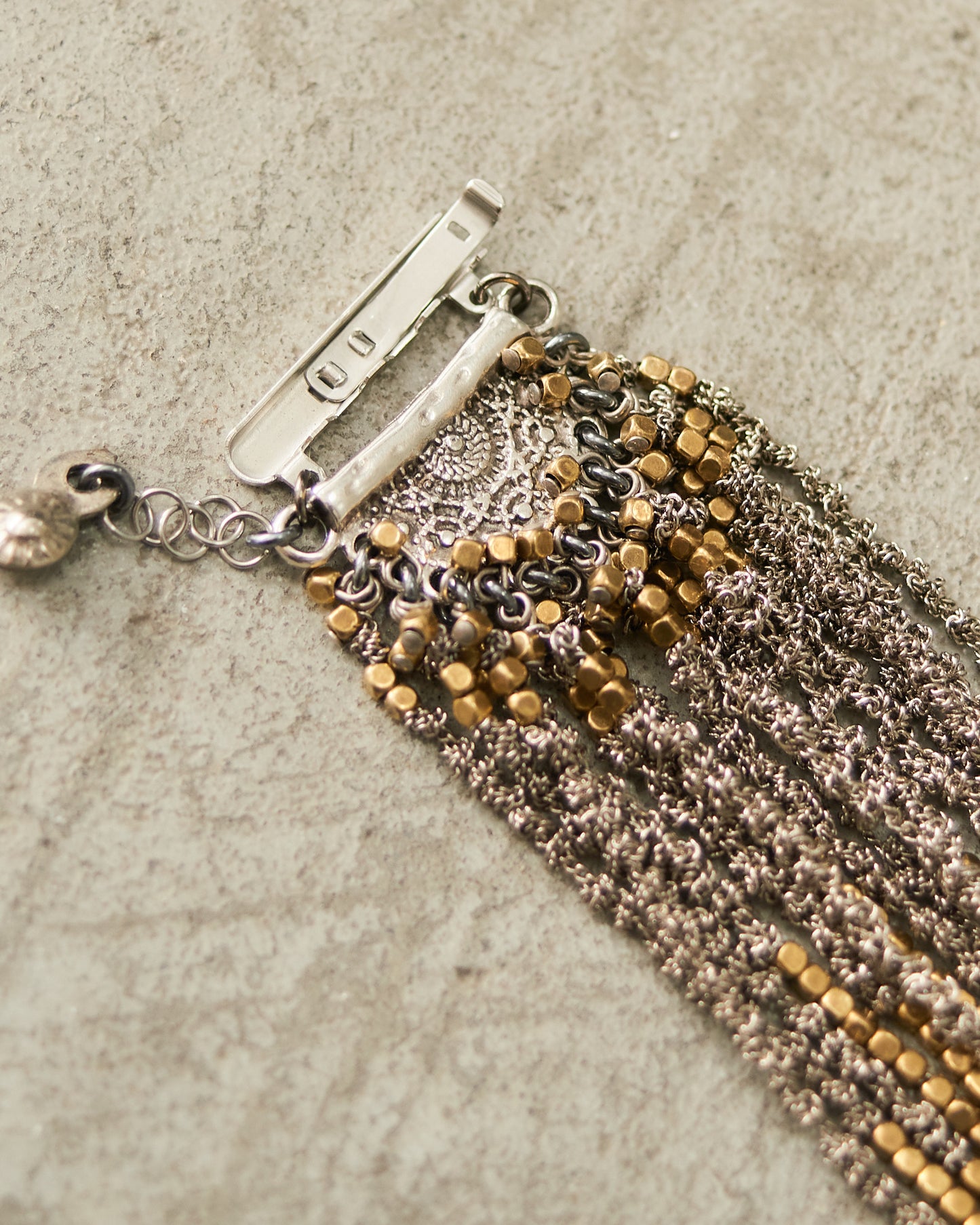 Gold Bead Silver Chain Bracelet