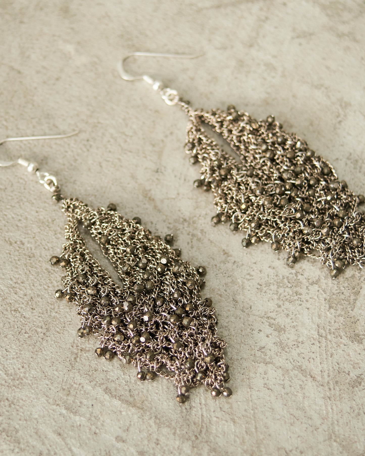 Pyrite Knitted Chain Earrings