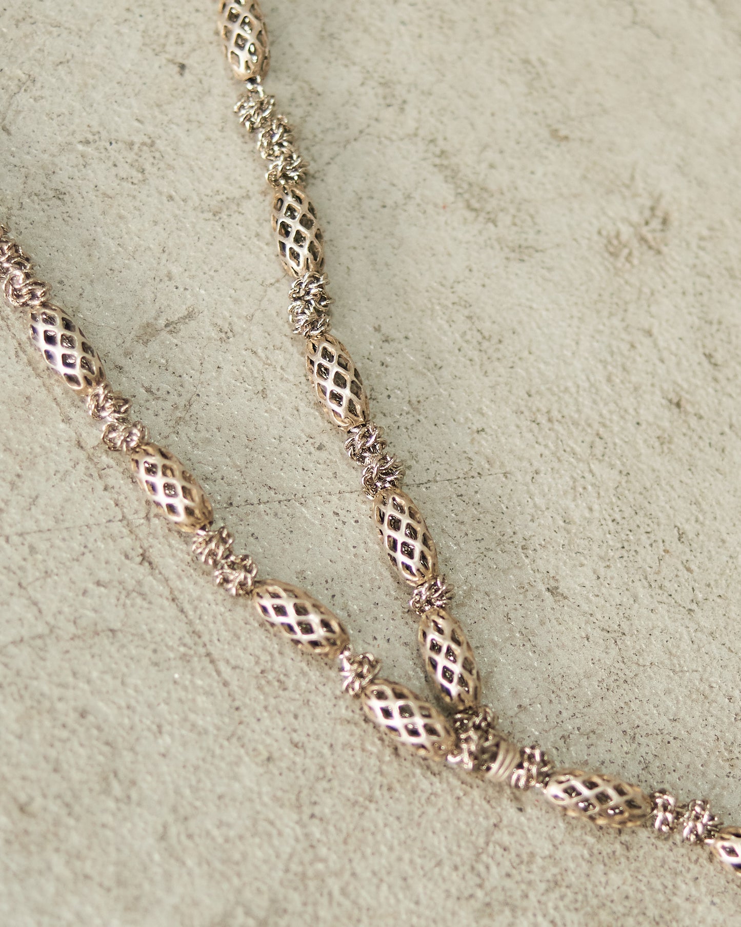 Silver Mesh Bead Lariat