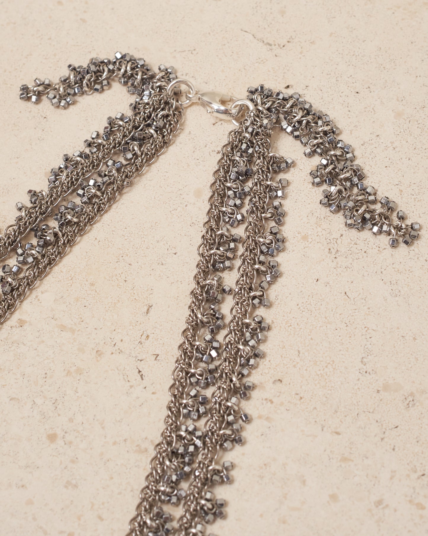 Silver Bead Double Strand Necklace