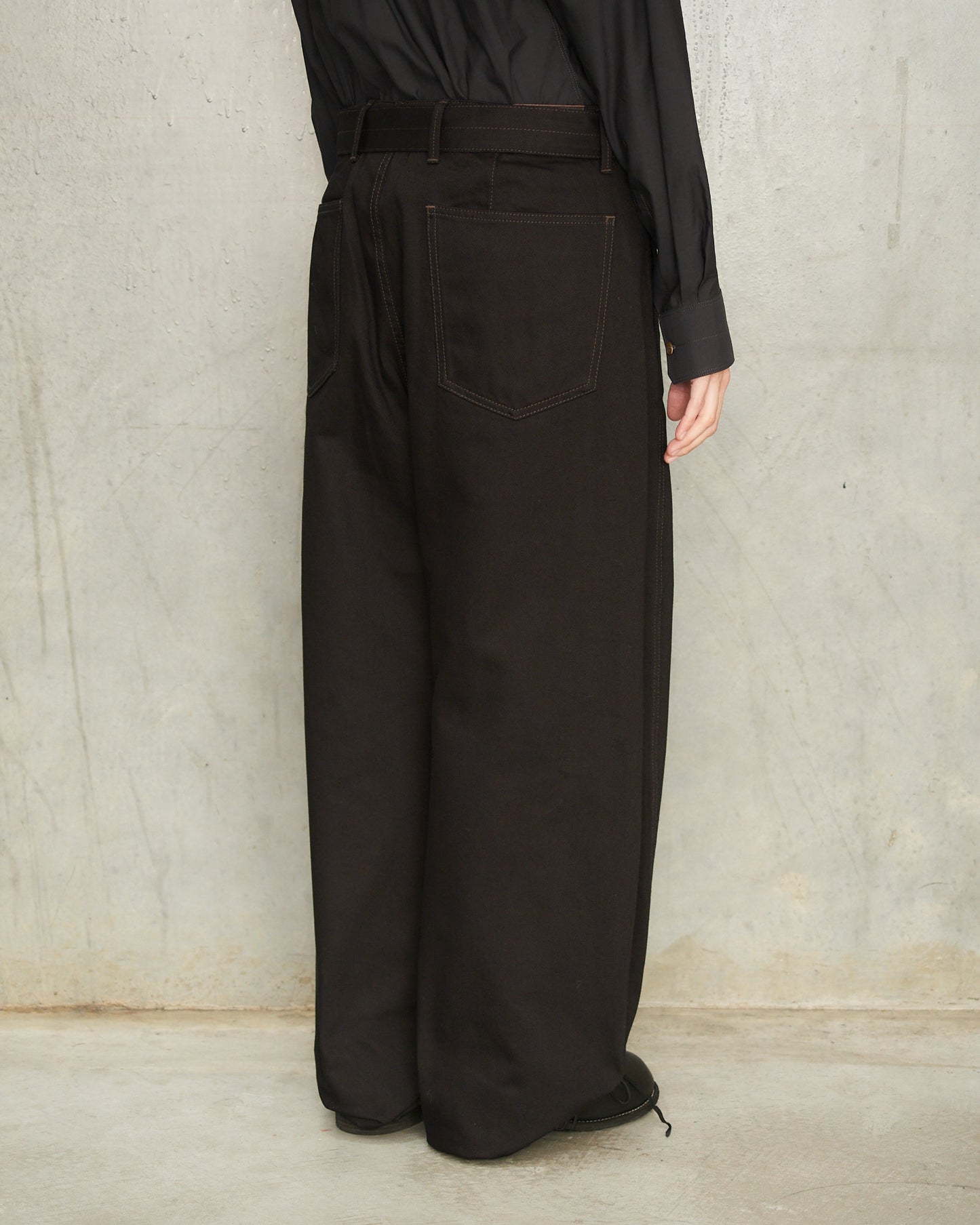 Black Twisted Belted Pants