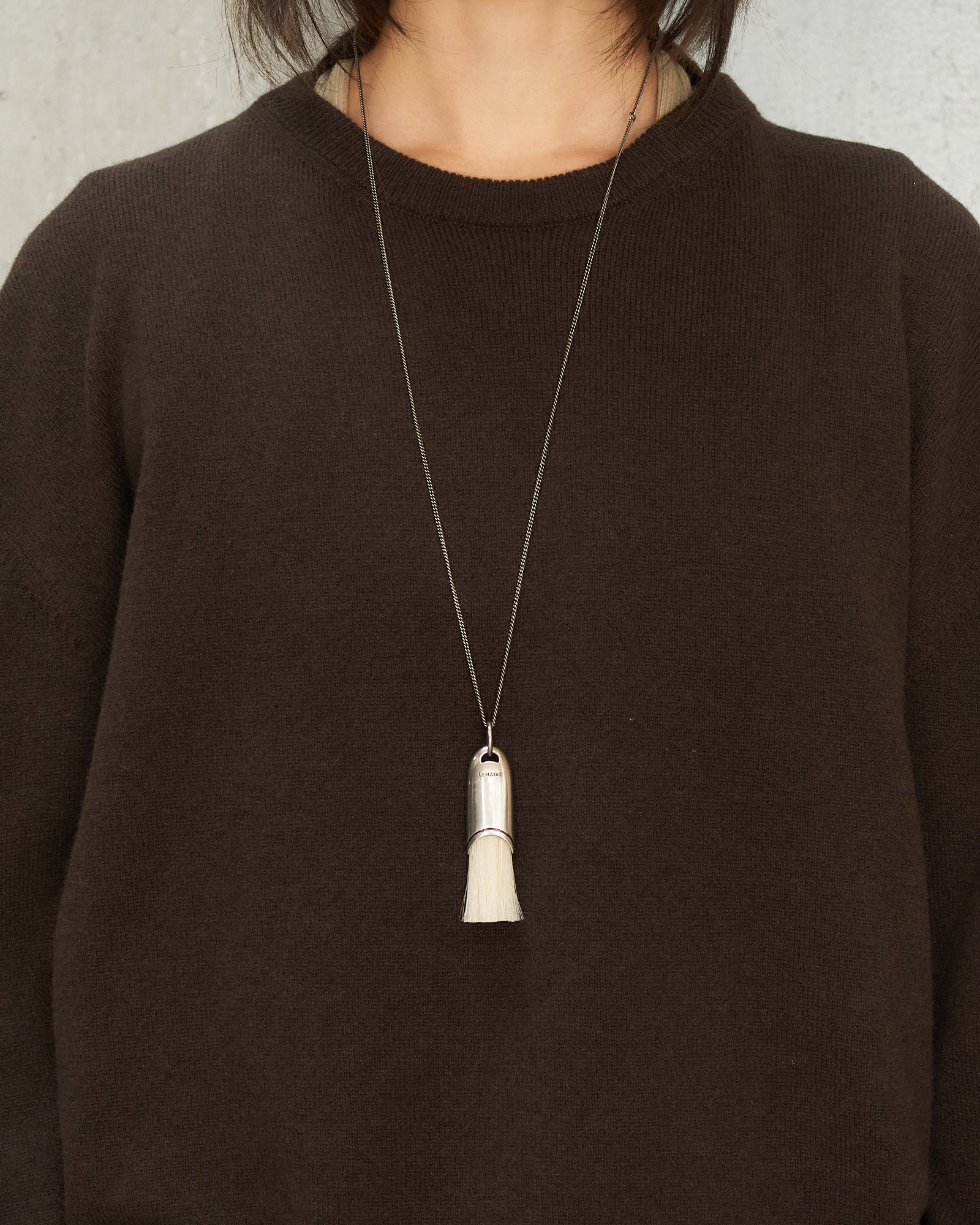 Lemaire Blonde Personal Brush Necklace Silver JW0081 - DILETTANTE