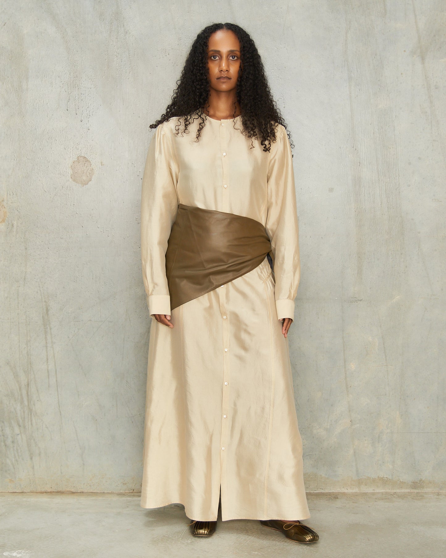 Bronze Leather Triangle Scarf