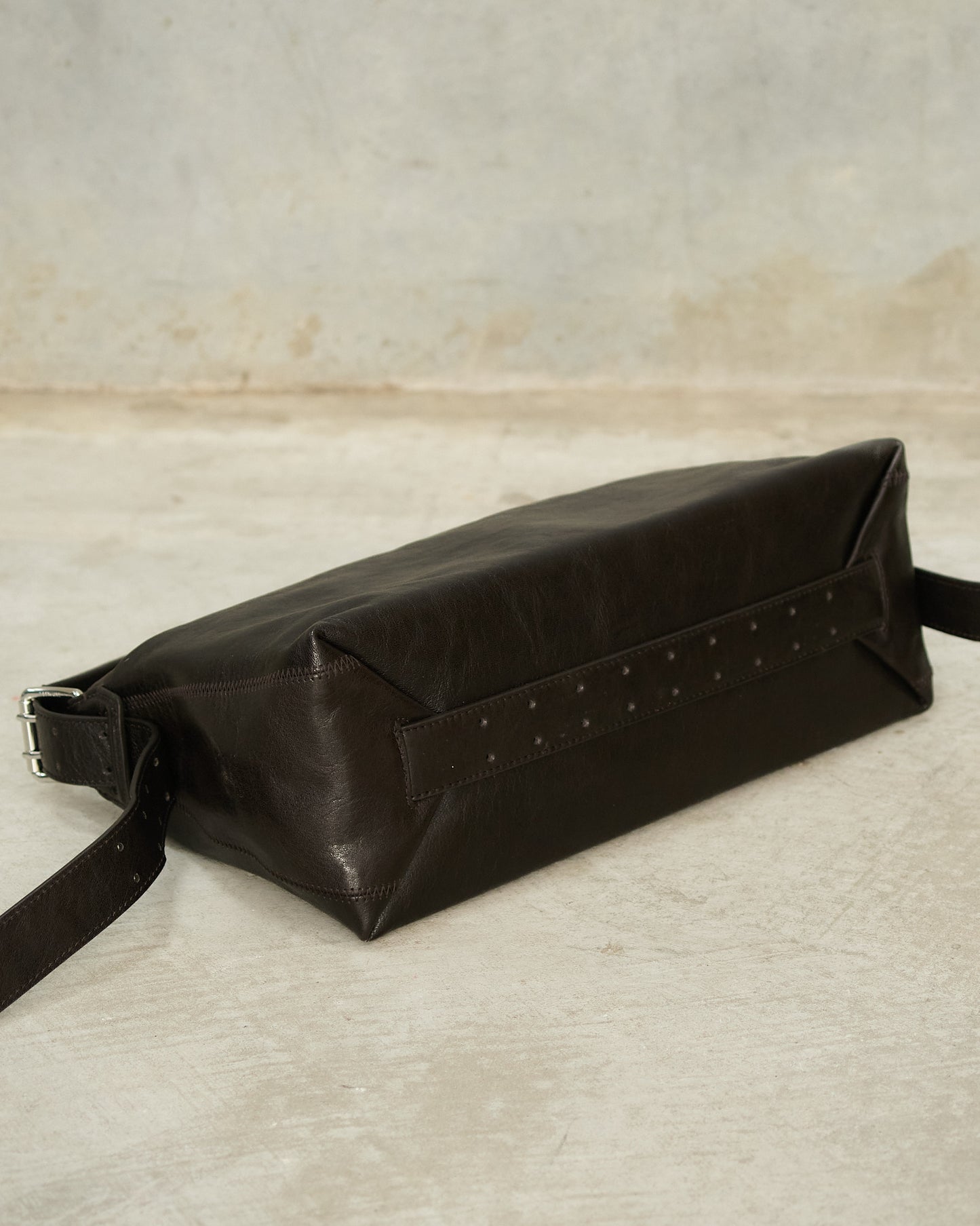 Dark Chocolate Belted Baguette Bag