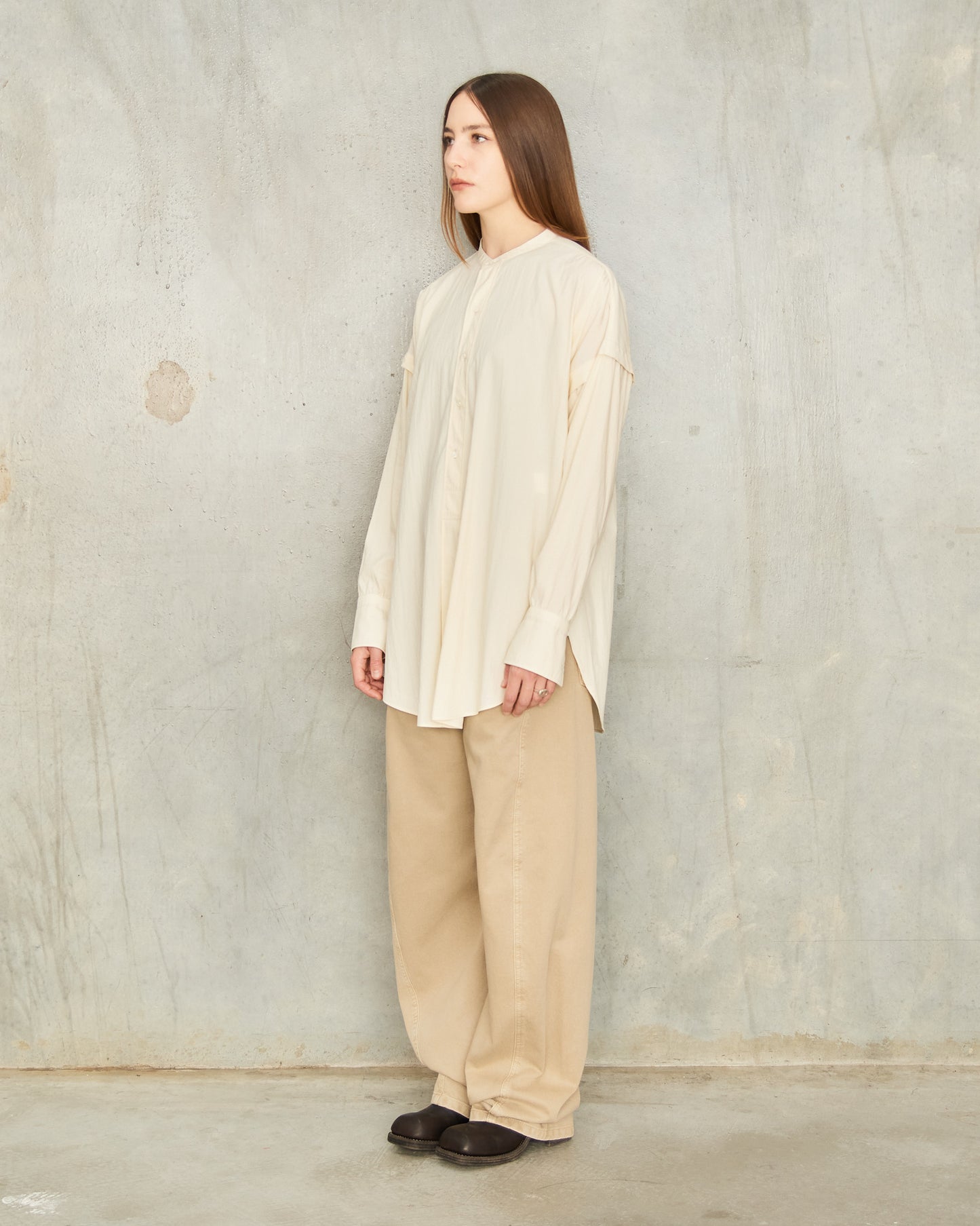 Natural Beige Twisted Denim Pants