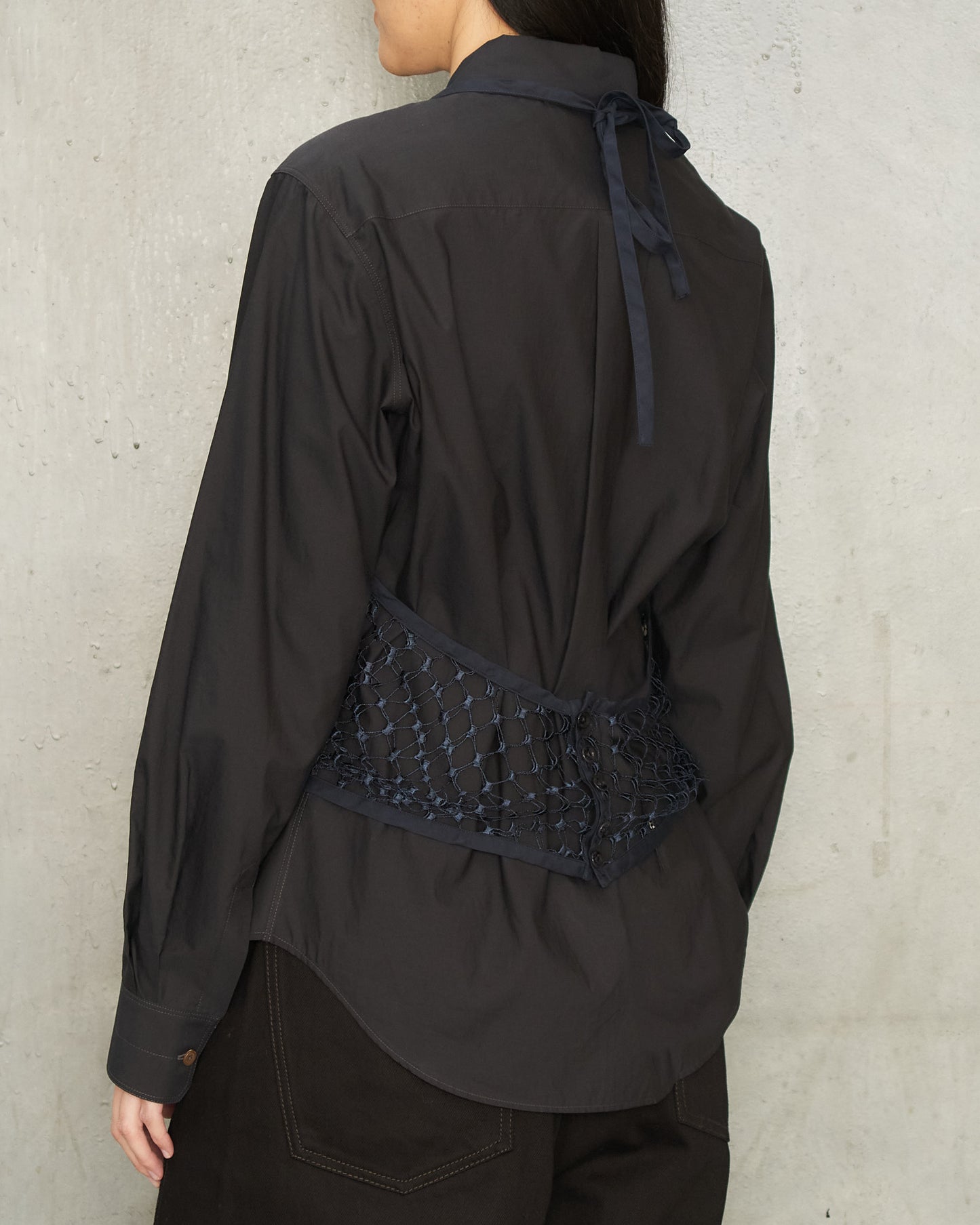 Storm Blue Fishnet Halter Top