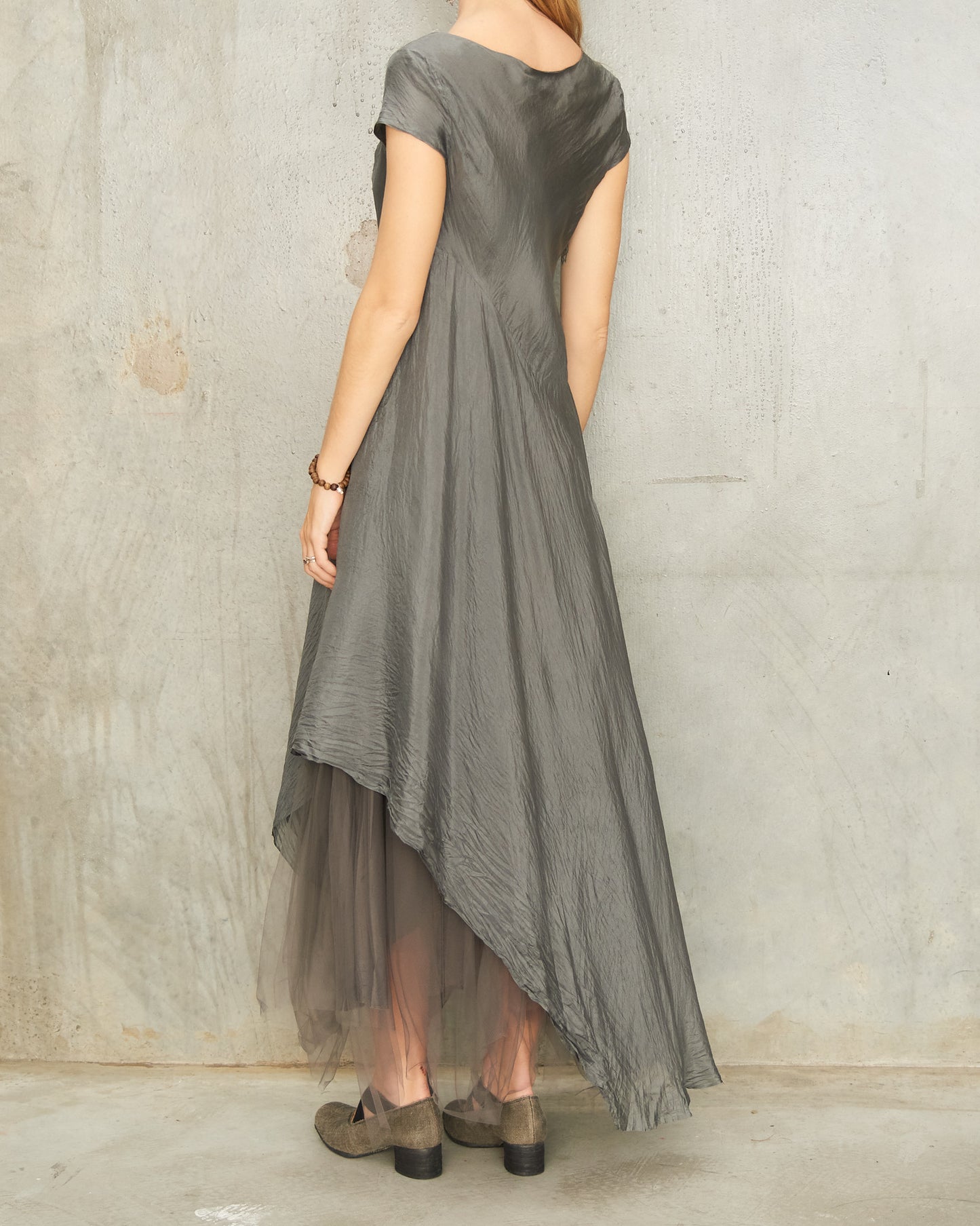 Dusty Grey Cap Sleeve Dress