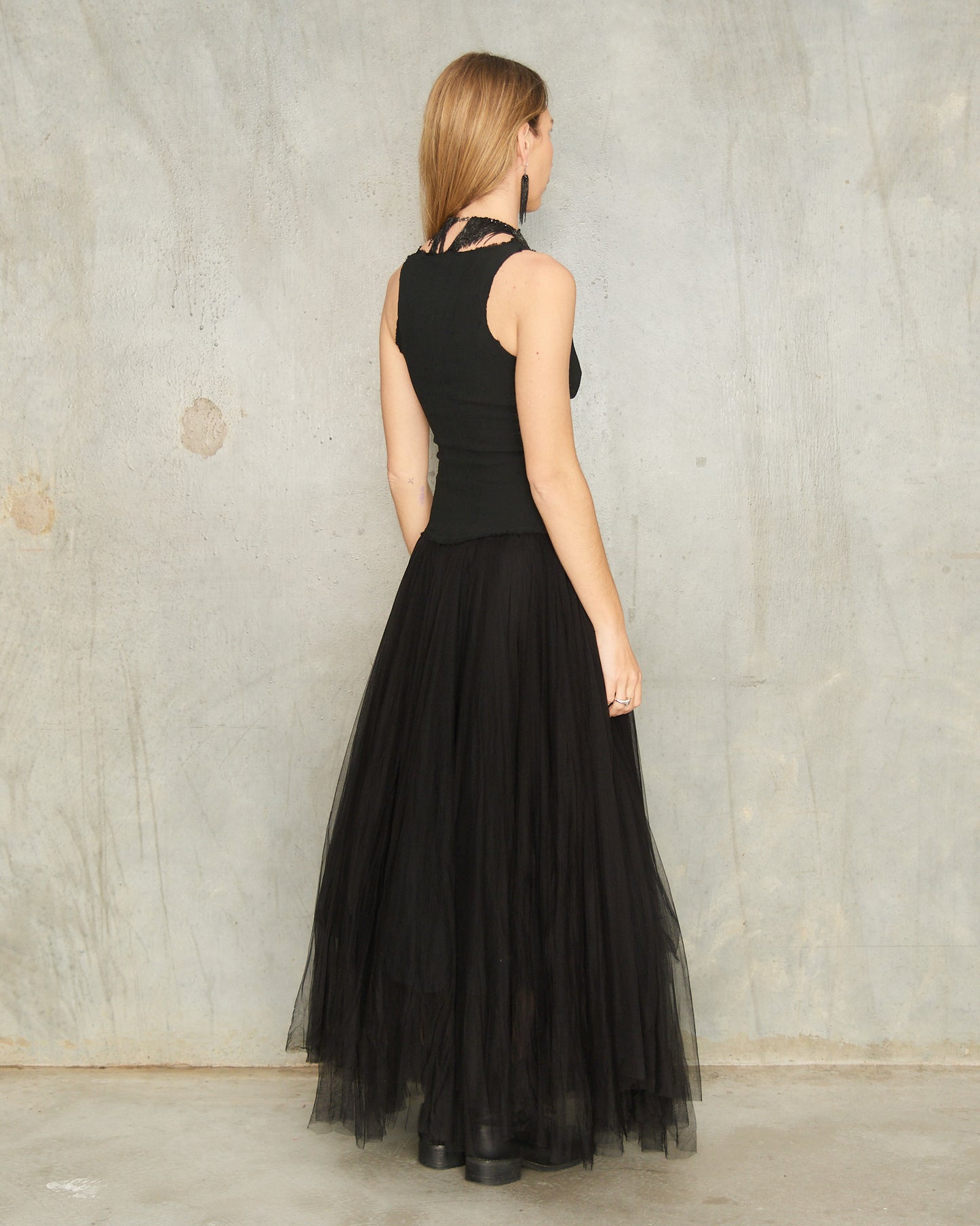 Noir Stretch Tulle Dress