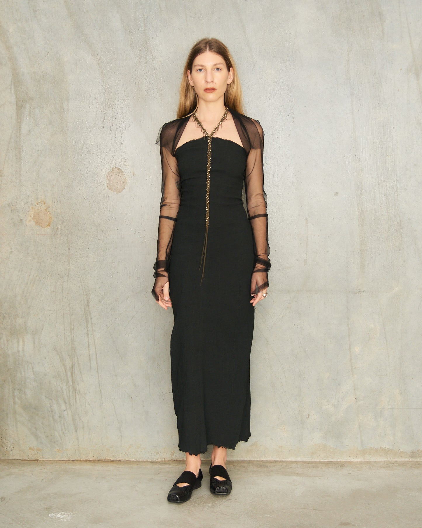 Noir Tulle Collared Shrug