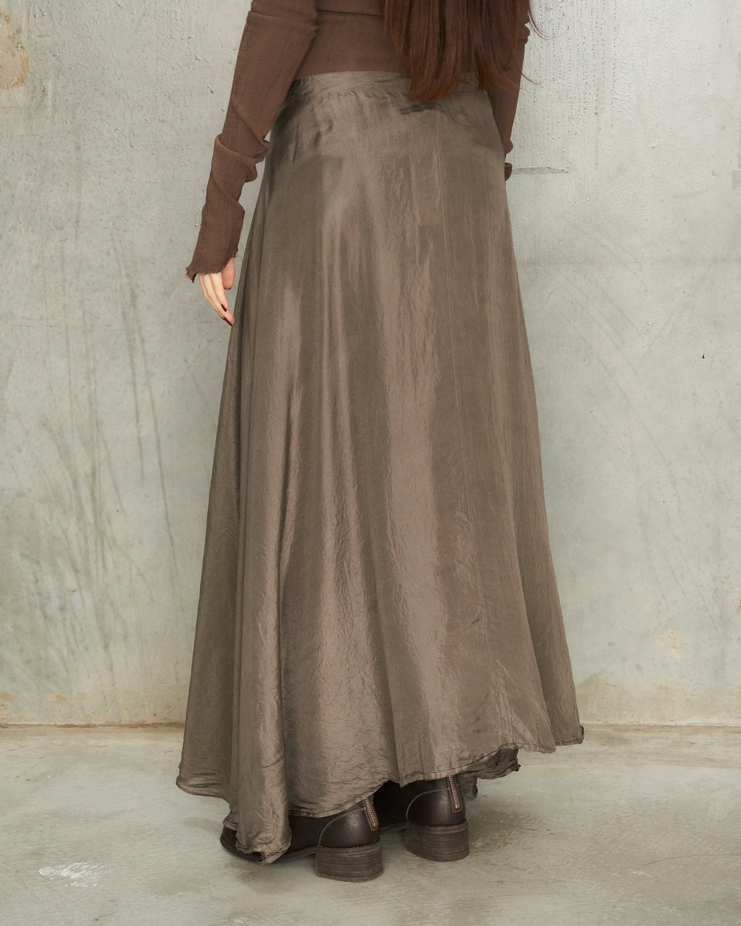 Zinc Silk Long Skirt