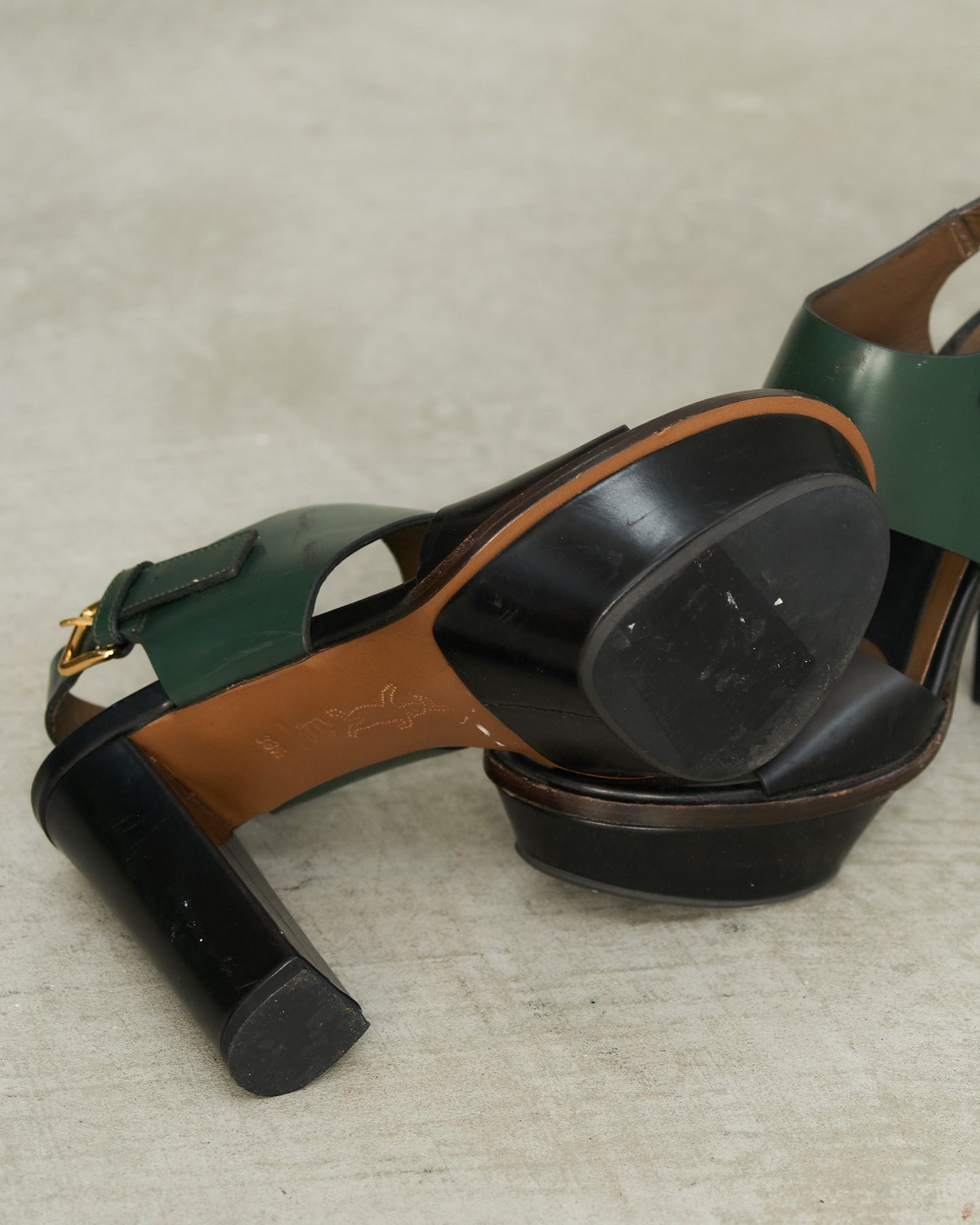 Marni Black Green Strap Heel Sandal