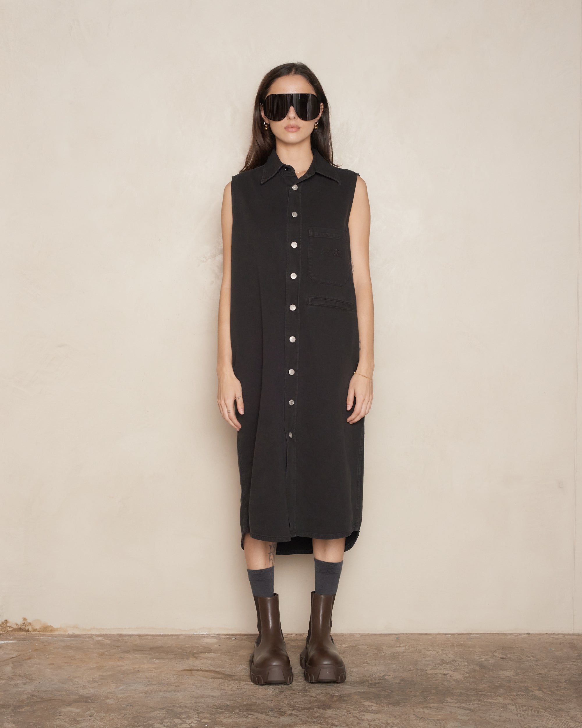 MM6 Maison Margiela Black Sleeveless Button-Up Dress s62dg0016