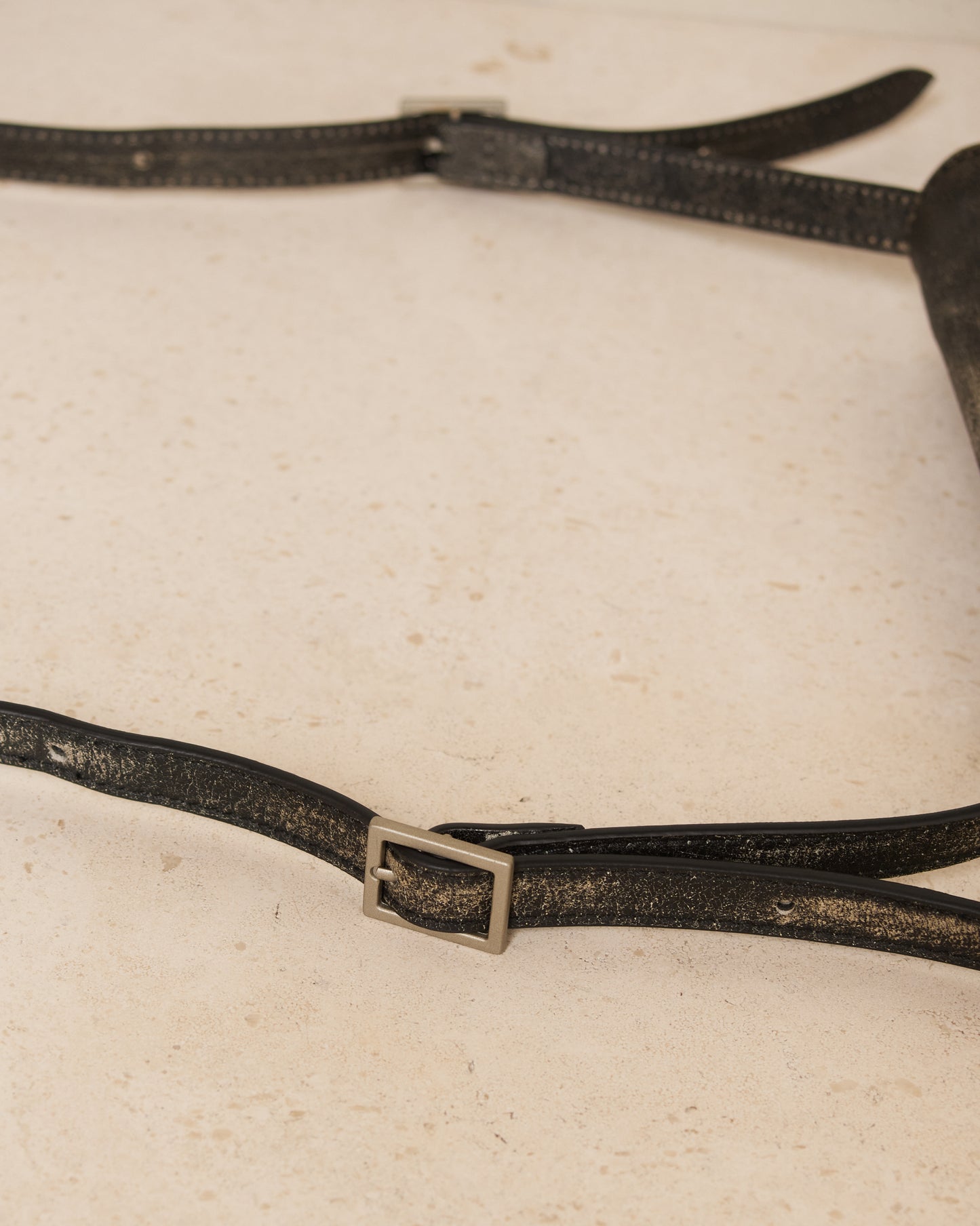 Black Buffed Leather Numeric Bag