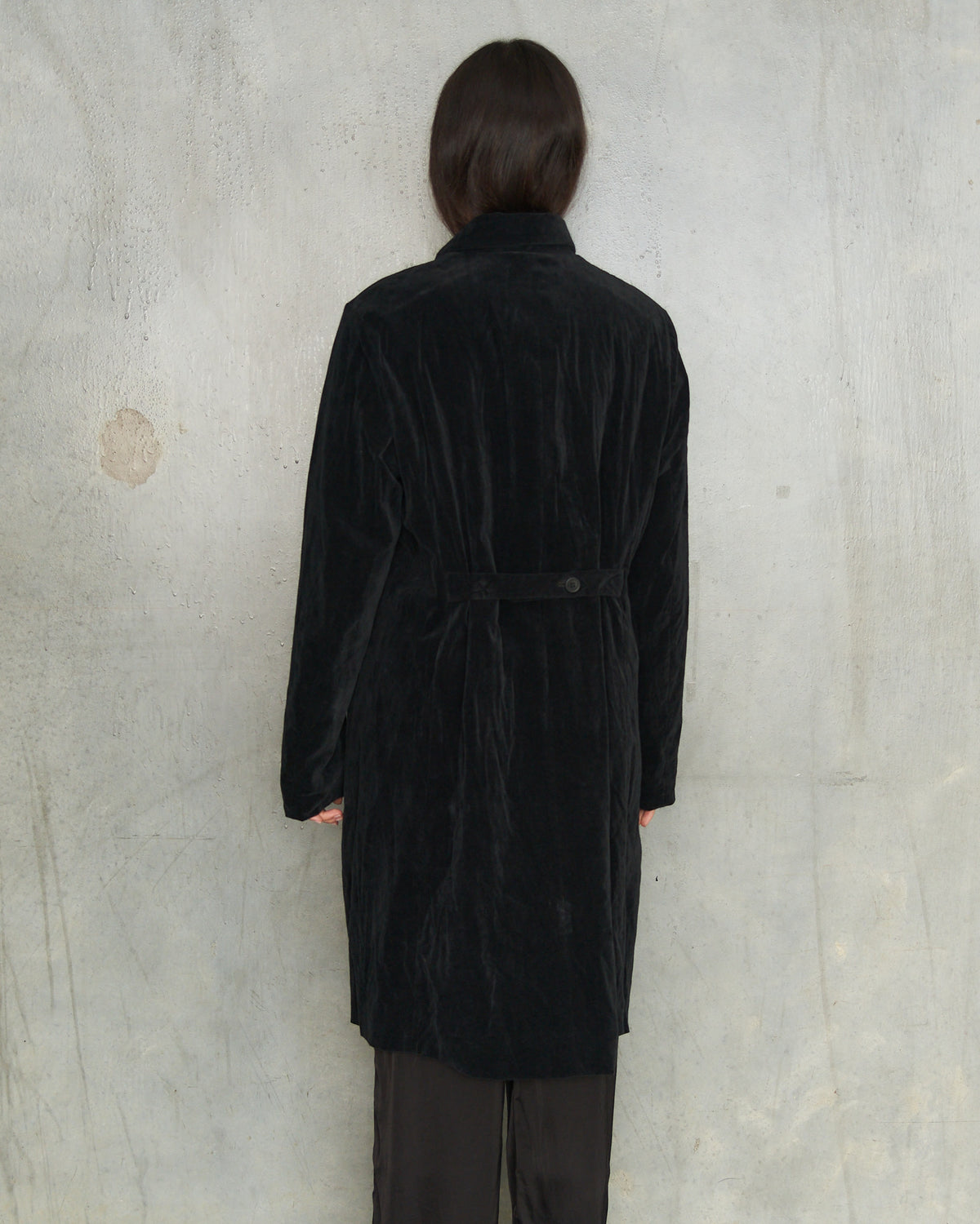 Black Brushed Balmacaan Coat