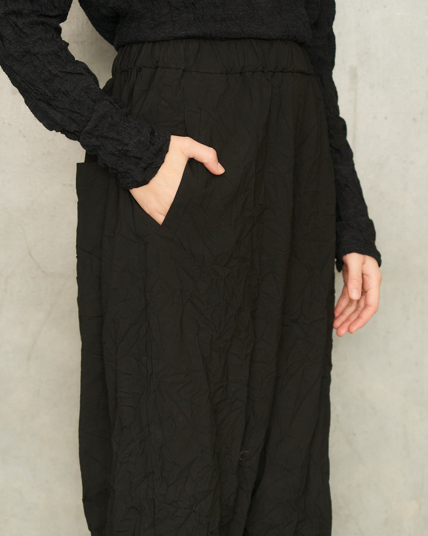 Black Stretch Sarouel Pants