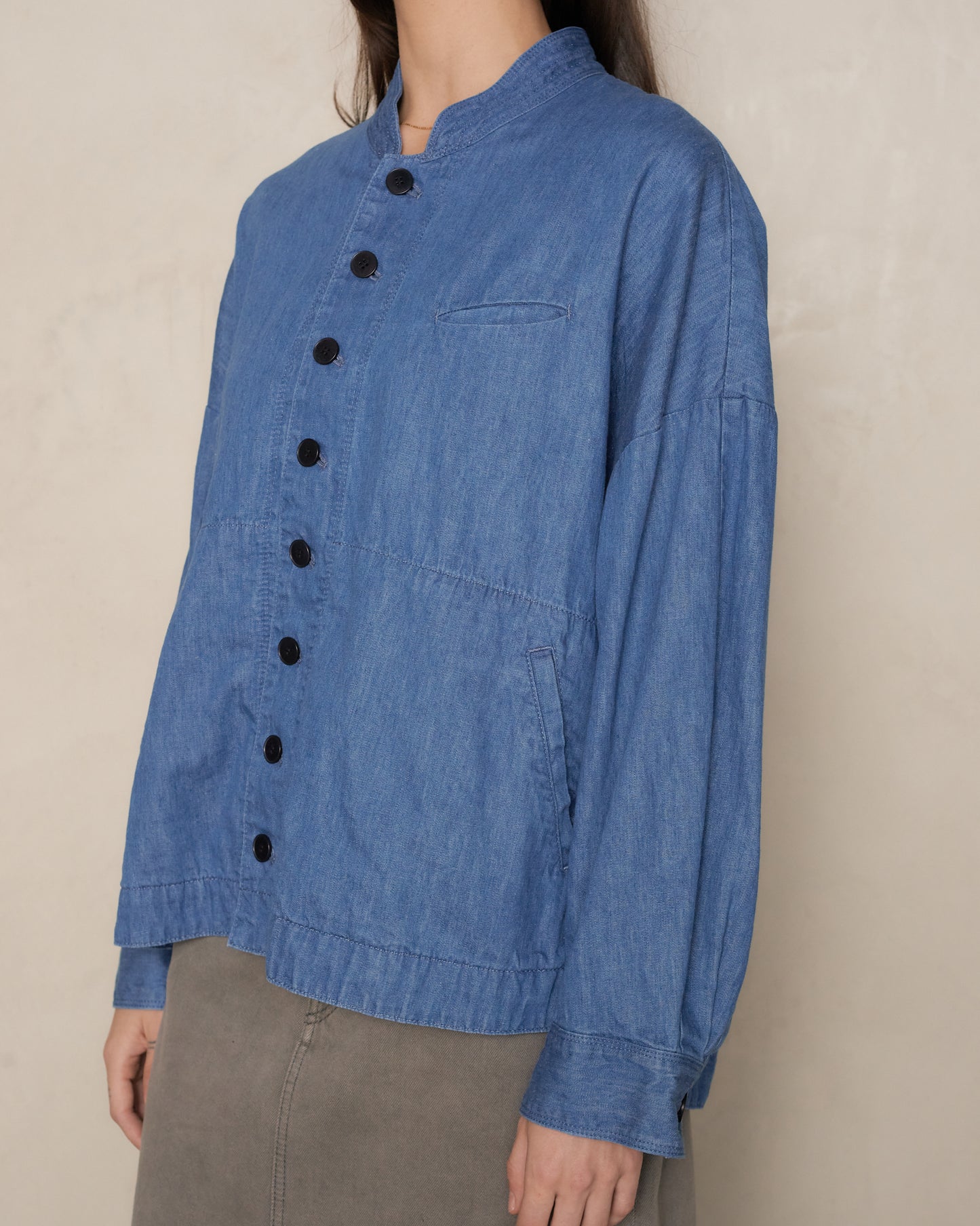 Blue Drop Shoulder Denim Coverall Jacket