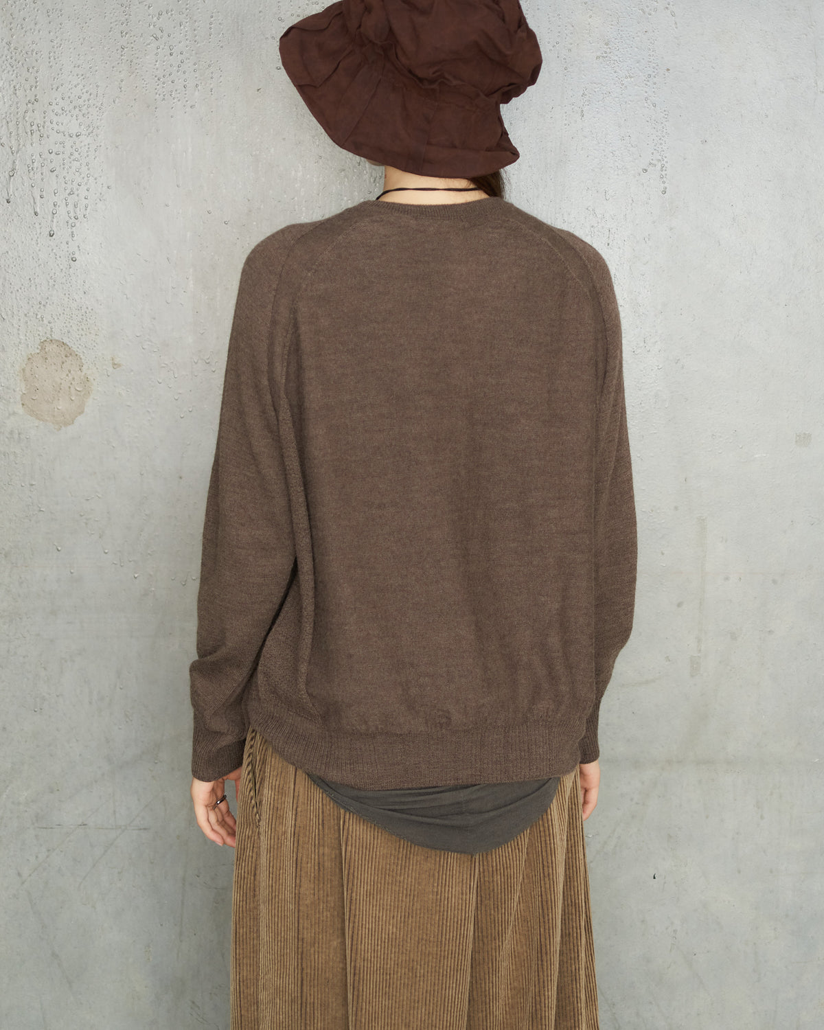 Brown Patterned Panel Pullover