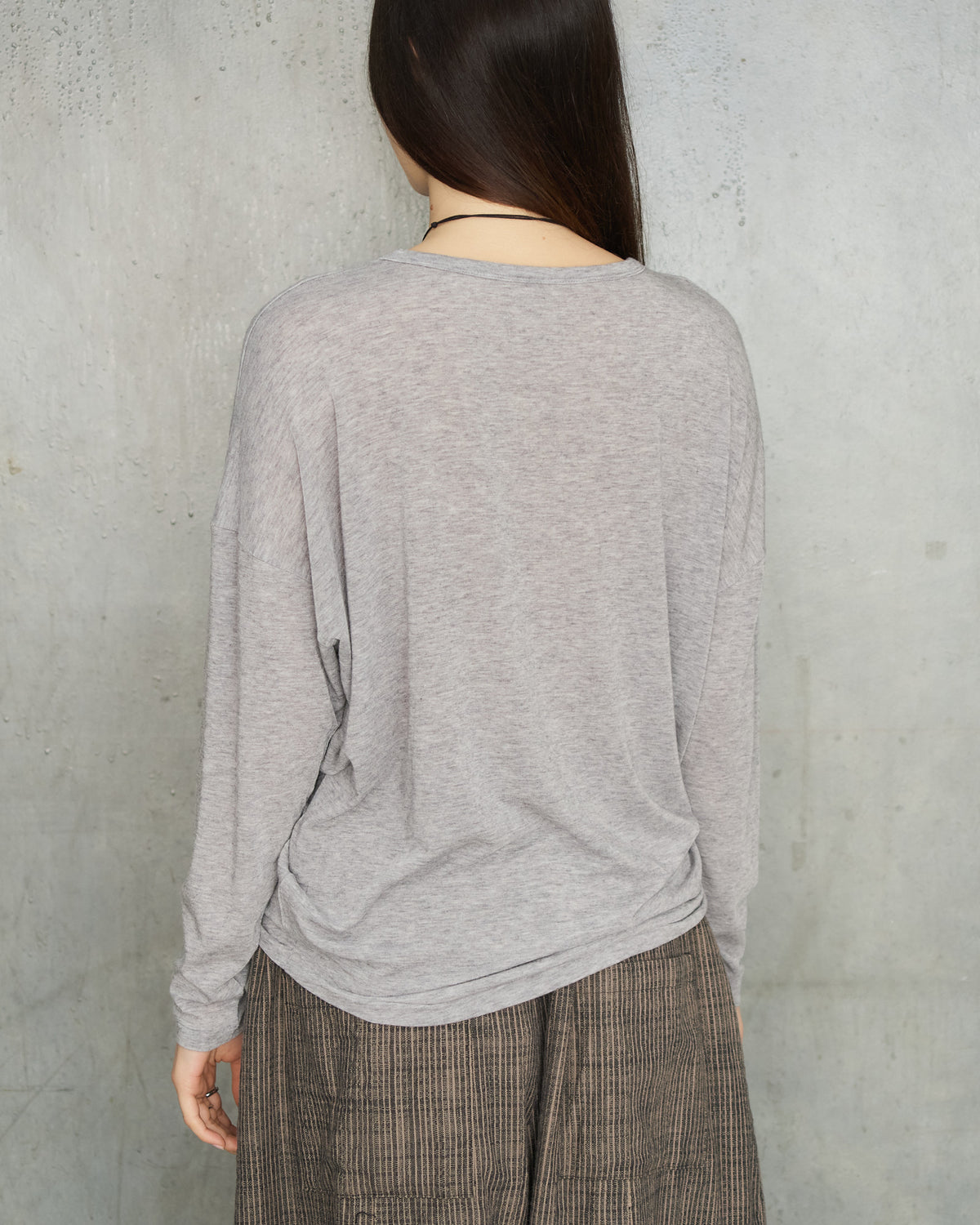 Grey Cashmere Boatneck Pullover