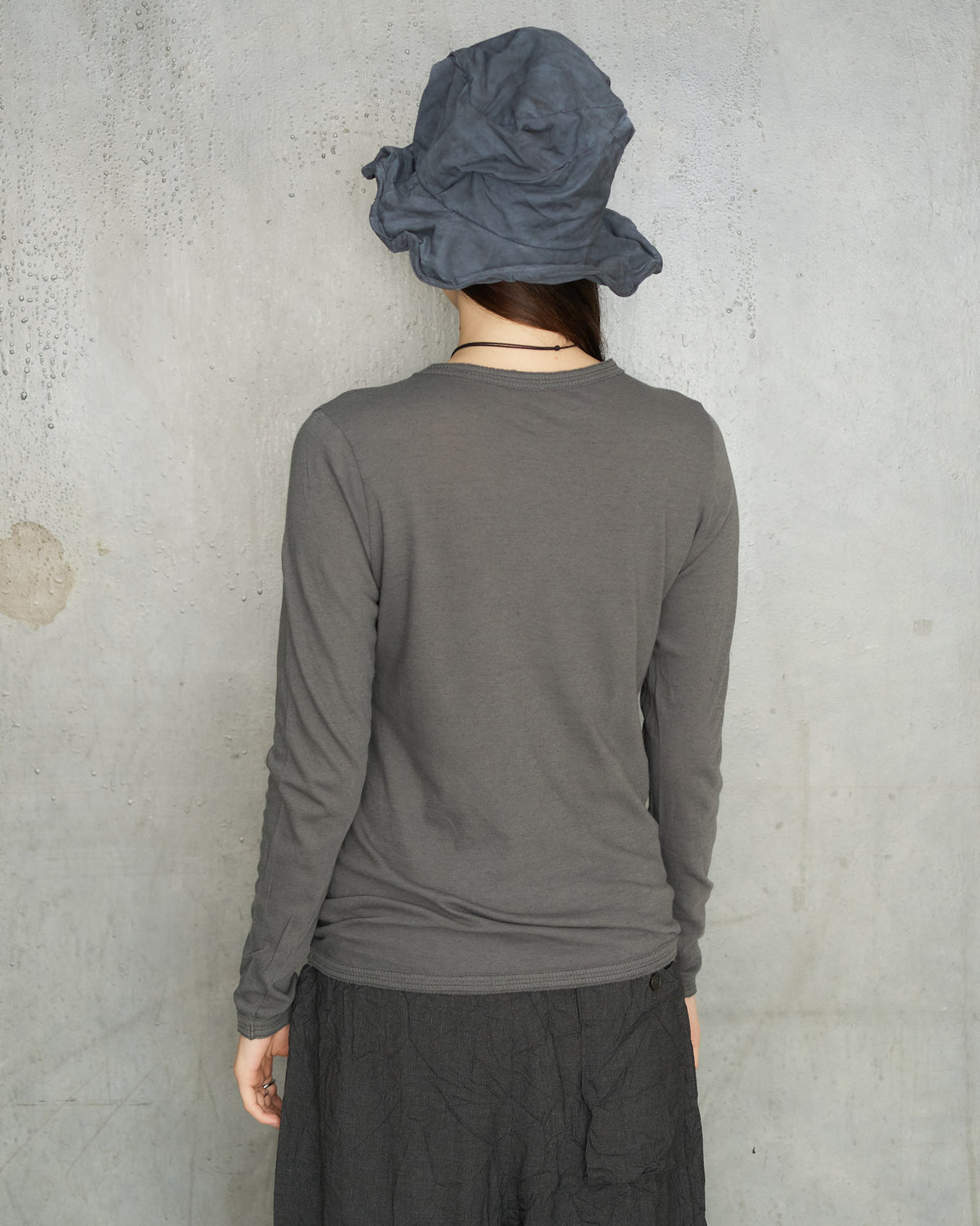Grey Wool Rib Crewneck Pullover