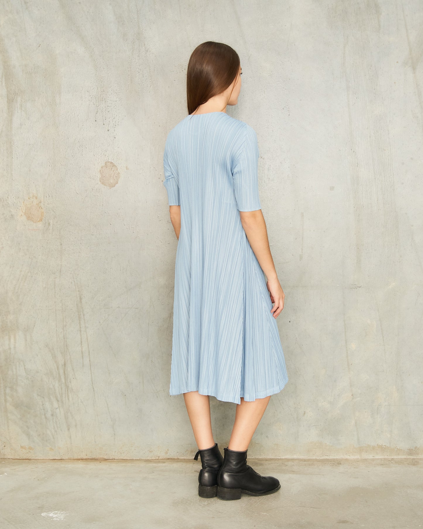 Blue Mellow Pleats Dress