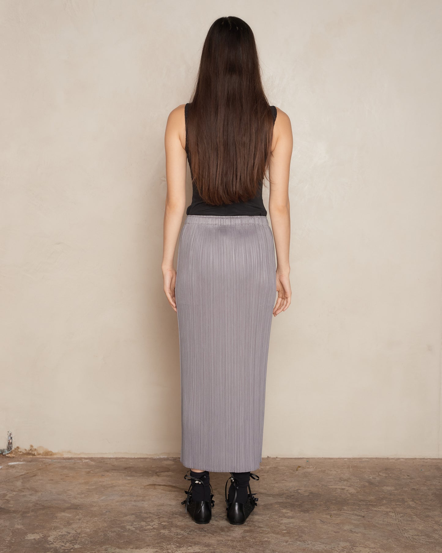 Grey Signature Pleat Skirt