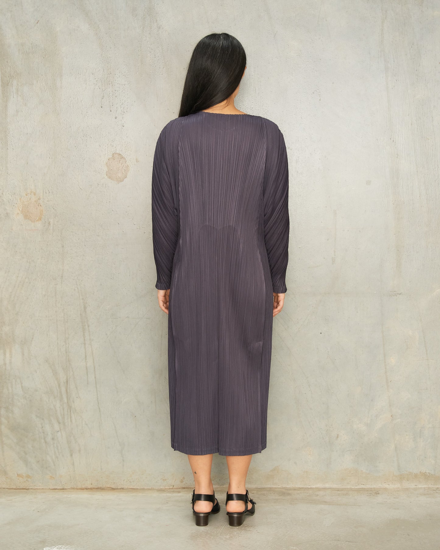 Charcoal Lantern Pleats Dress