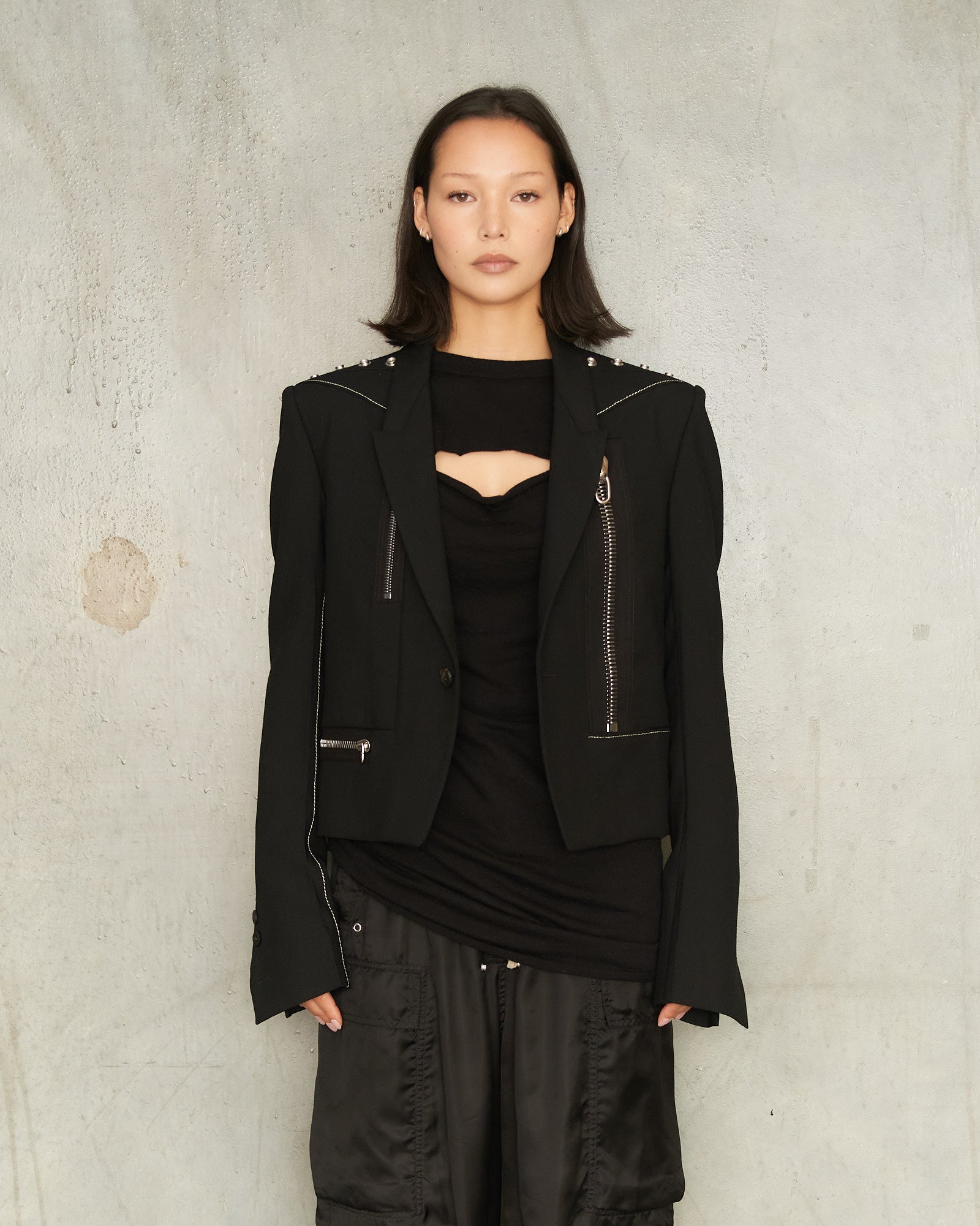 Rick Owens Black Pearl Zip Alice Jacket Black RP02E4757