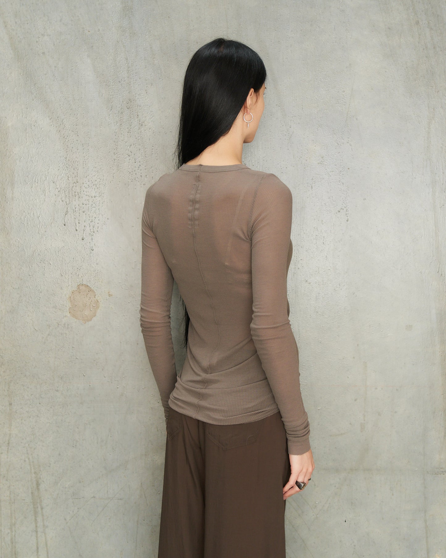 Dust Ribbed Long Sleeve Top