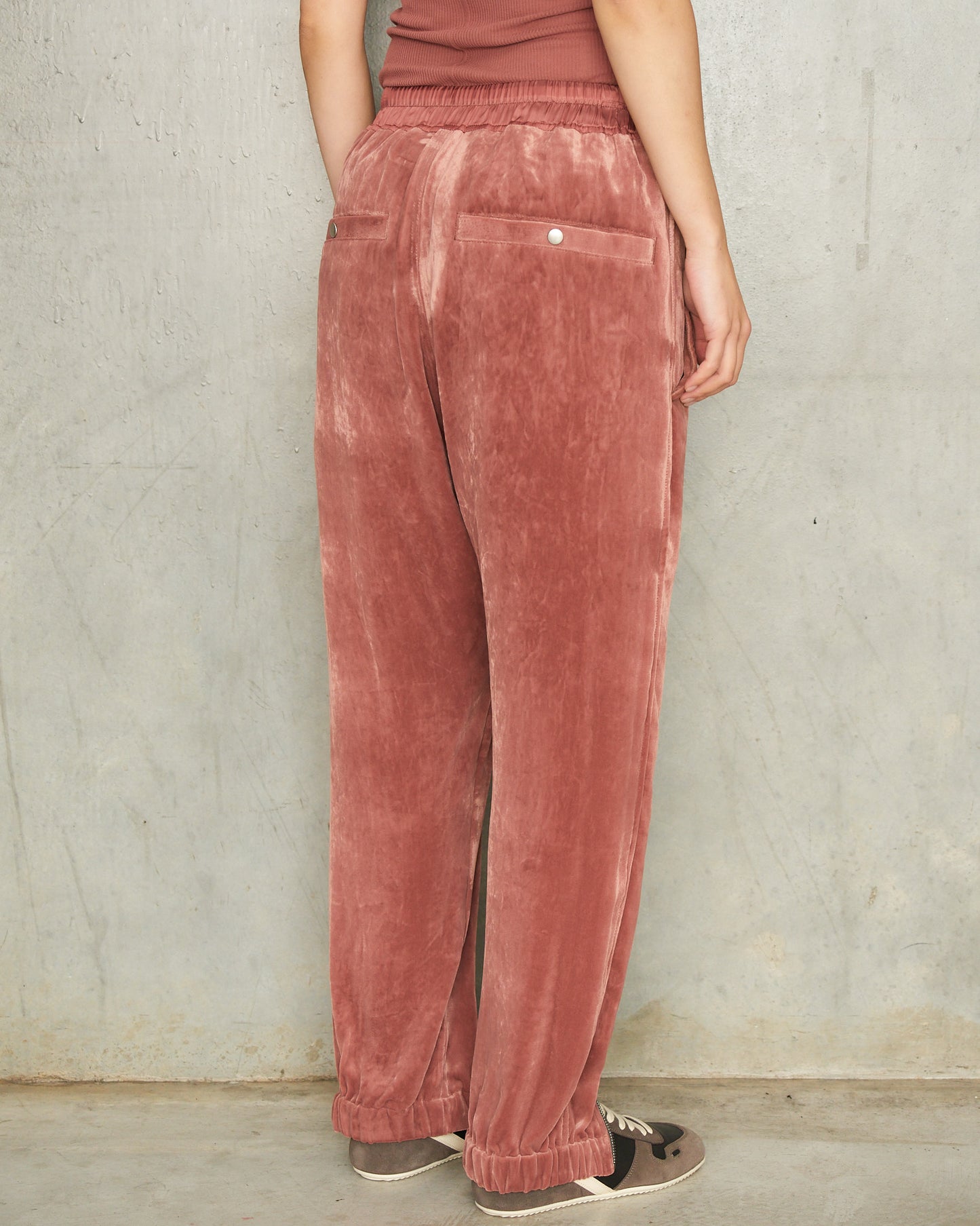 Rosewood Velvet Trackpants