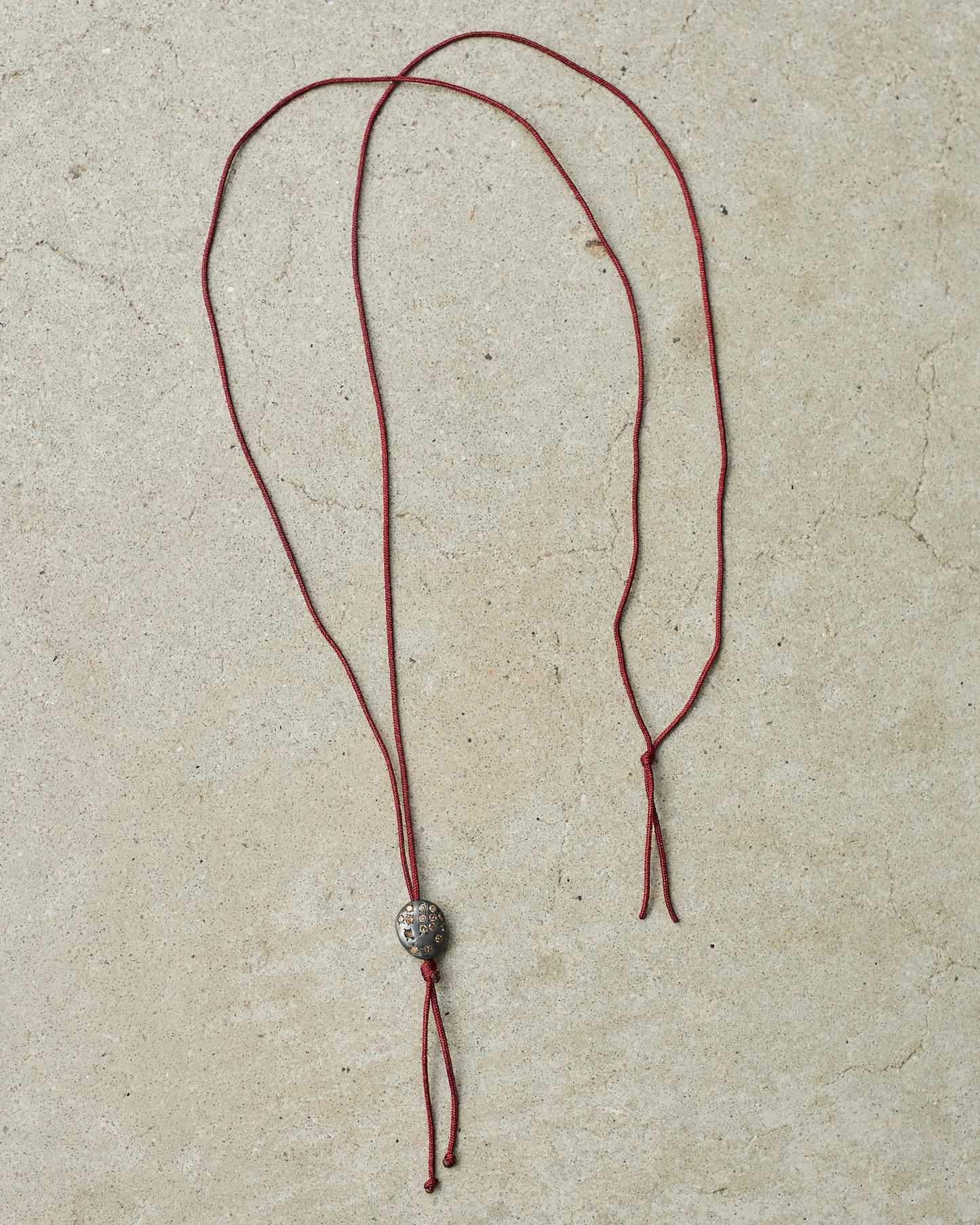 Pew Dee Cognac Diamond Red Cord Necklace