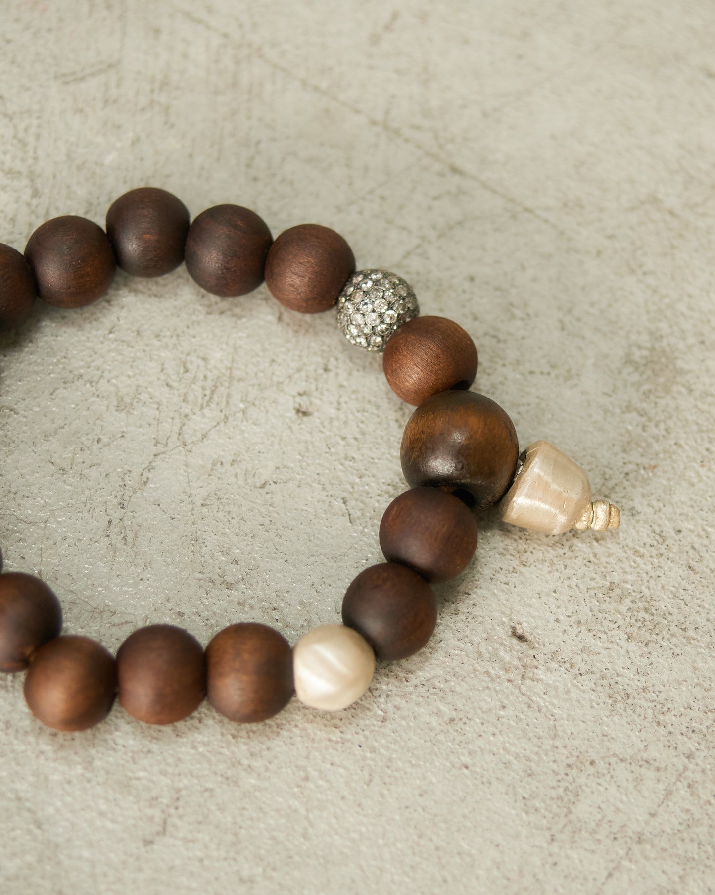 Globus Silver Icy Diamond Brown Bead Bracelet