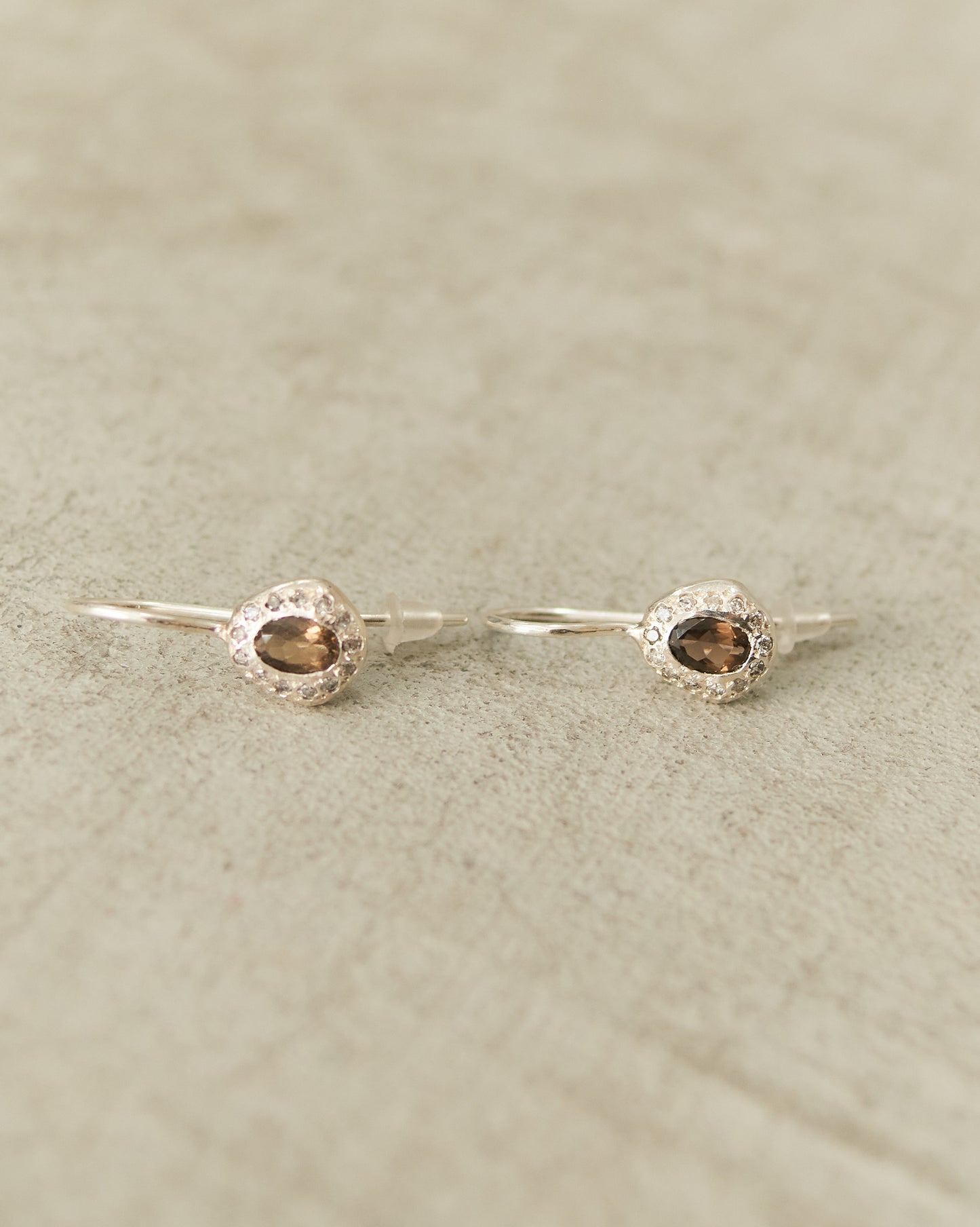 Bo Icy Grey Diamond Quartz Earrings