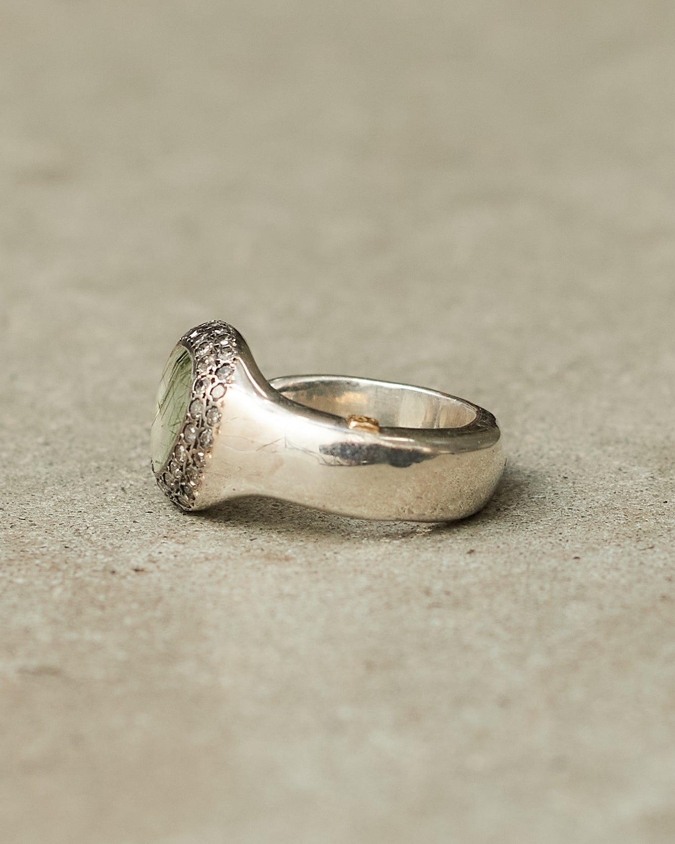 Tevis Green Quartz Icy Diamond Ring