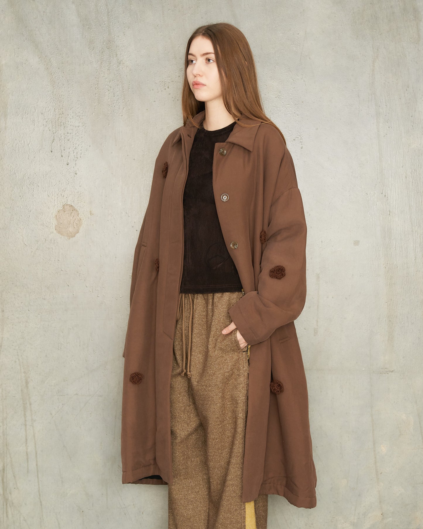 Brown Daisy Oversized Coat