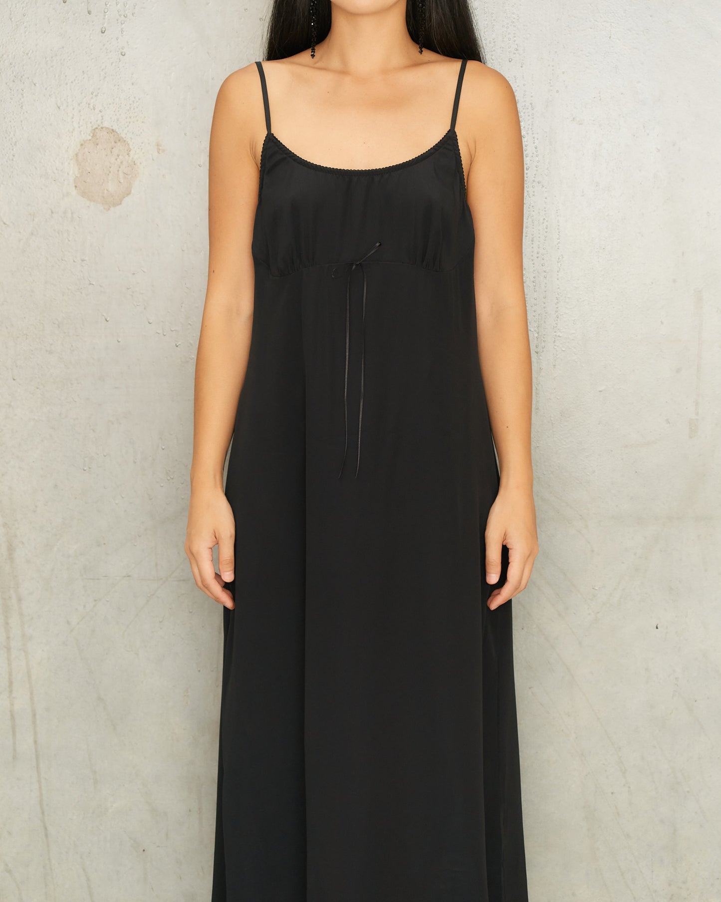 Black Bow Detail Slip Dress