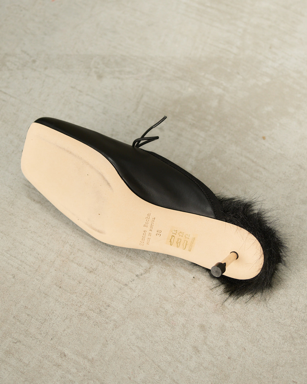 Black Fur Pointe Kitten Heel