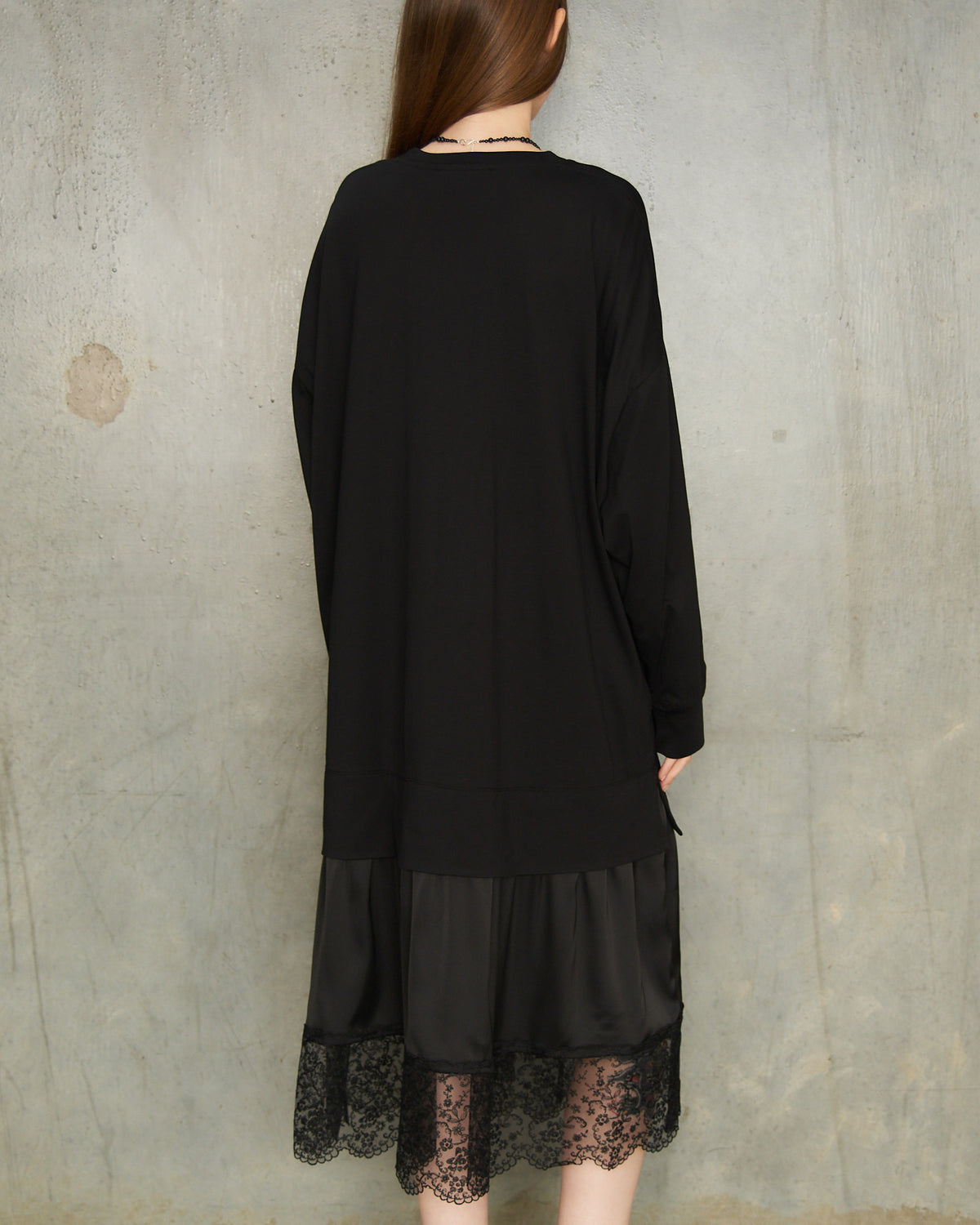 Black Gathered Rose Dress