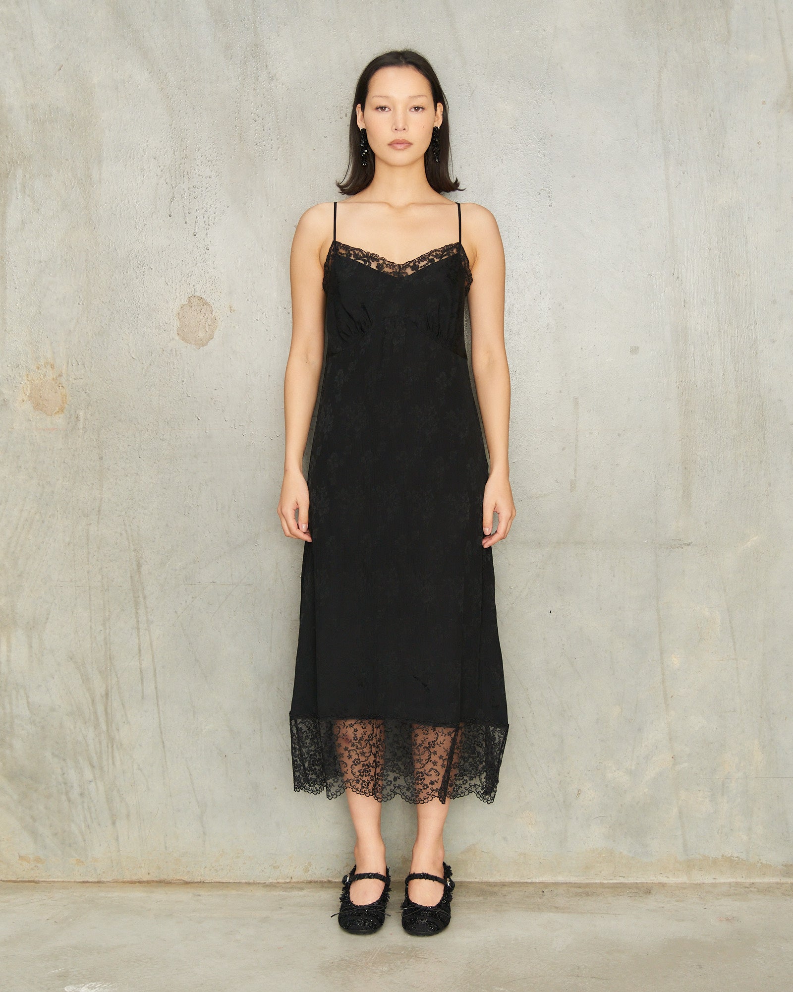 Simone Rocha Black Lace Trim Slip Dress Black 72101254