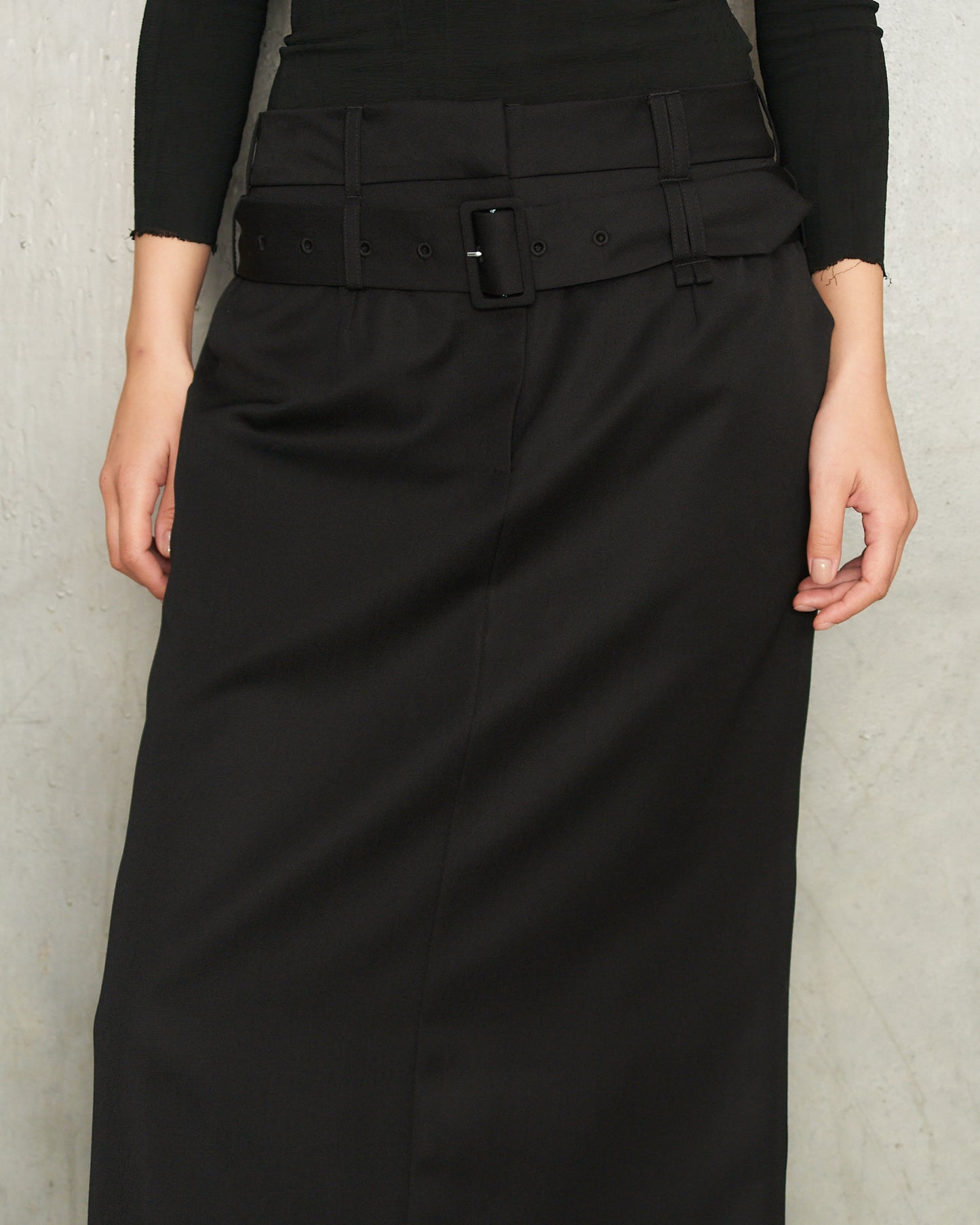 Black Multi Loop Kick Back Skirt